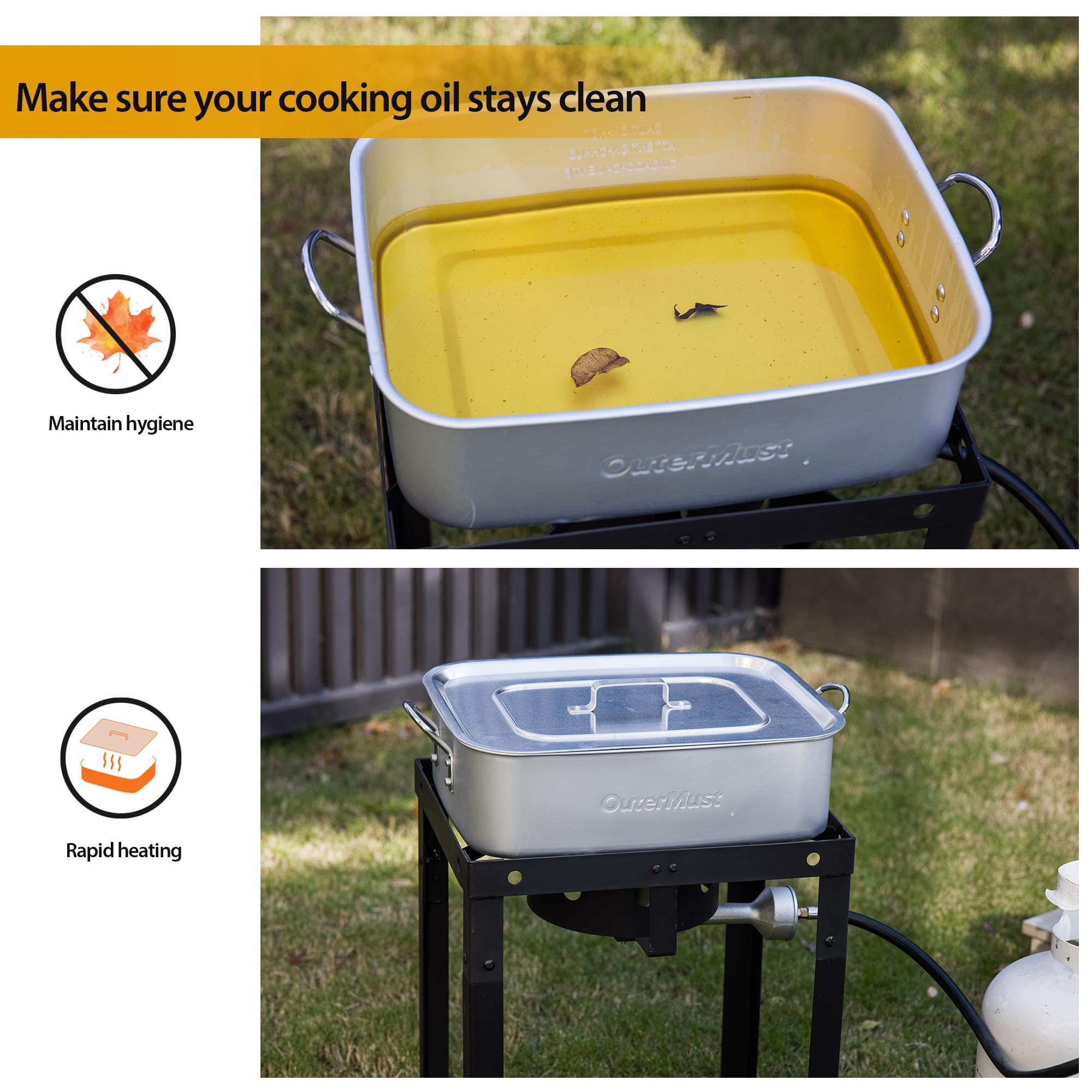 18QT Propane Deep Fryer 58K BTU with Baskets & Lid - Perfect for Outdoor Fish, Chicken Wings & Fries