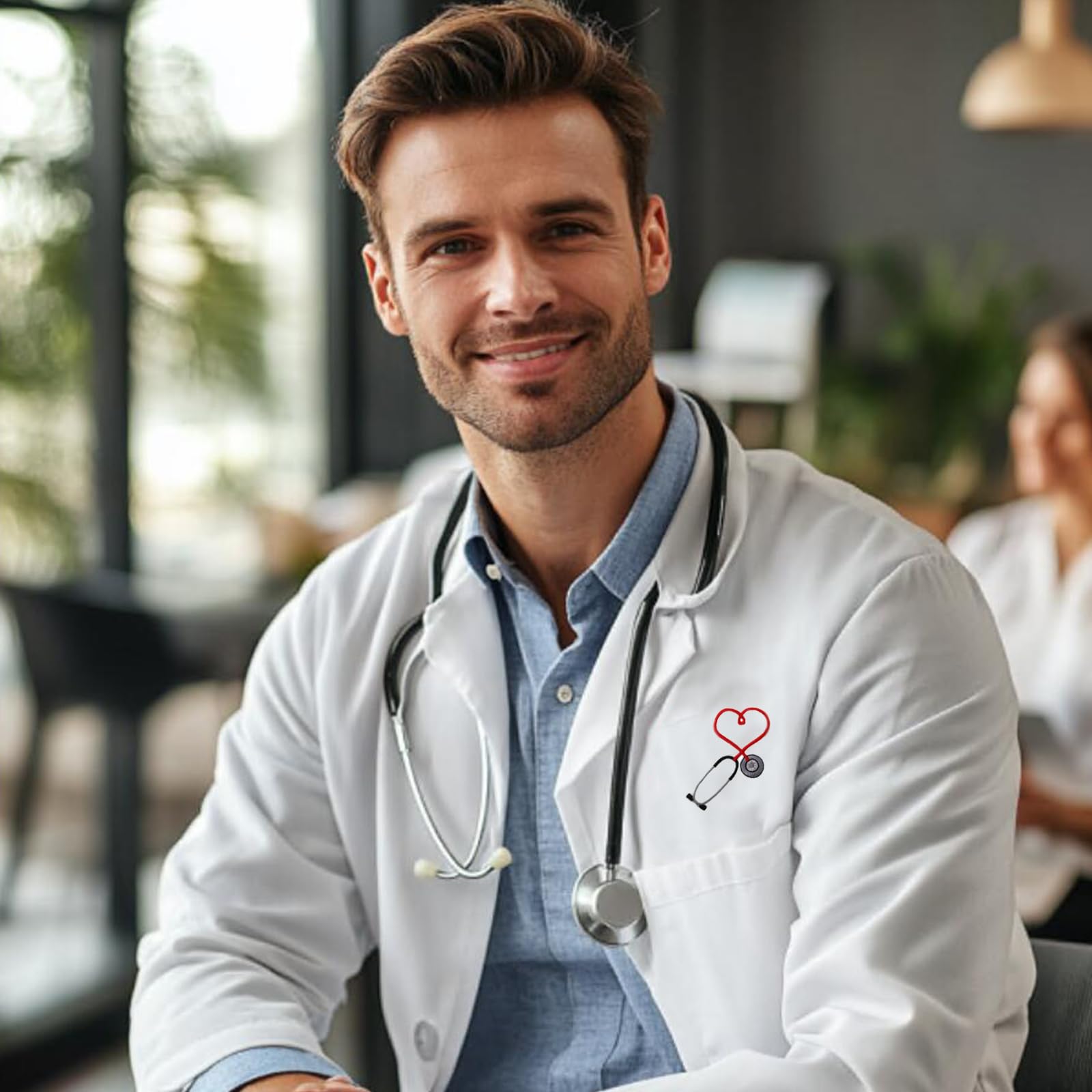 Red Stethoscope Embroidered Iron-On Patches for Scrubs - Nurse & Doctor Medical Applique - Perfect for Uniforms, Lab Coats & Medical Accessories