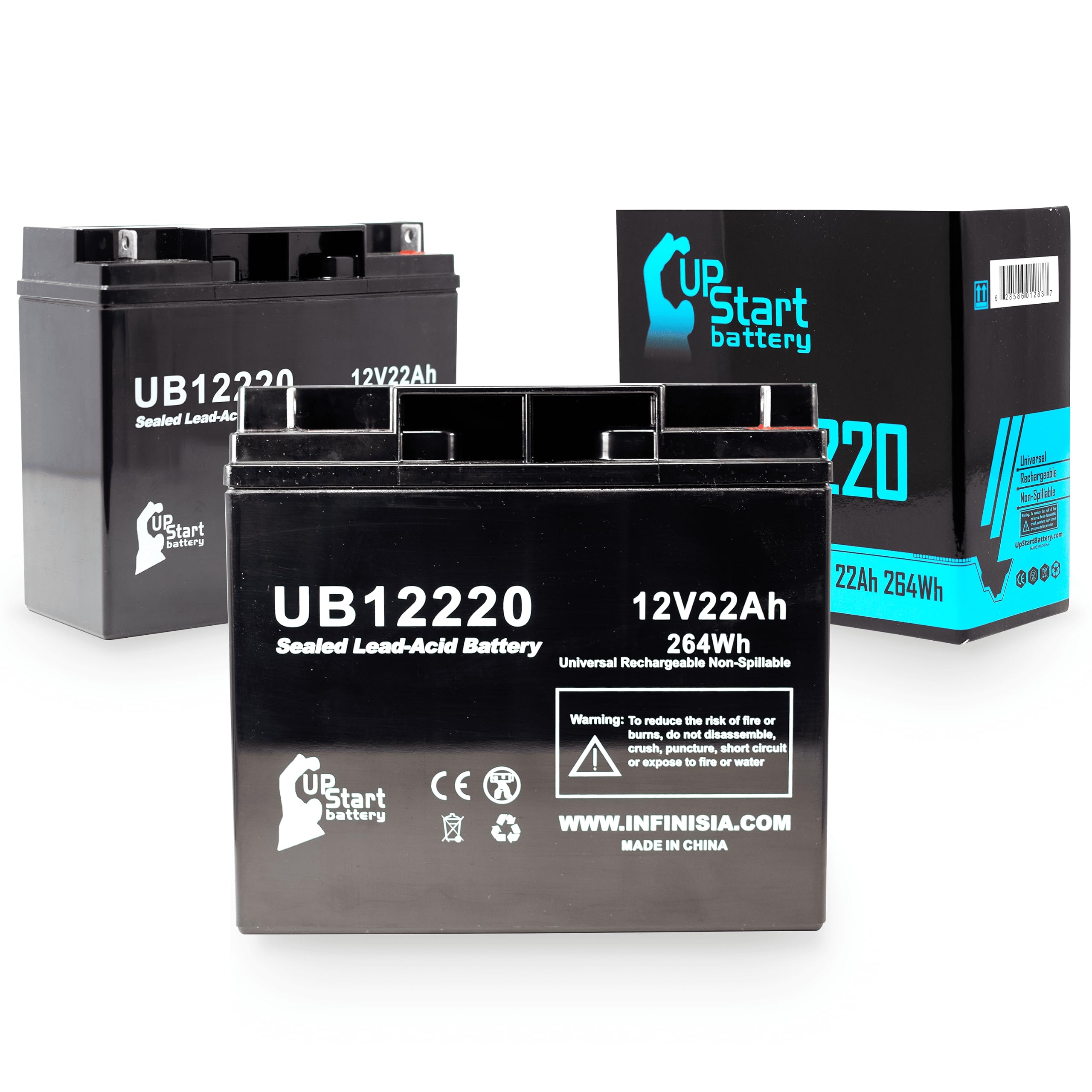 2 Pack Replacement Battery for APC Back-UPS PRO BP1400 - UB12220 Universal Sealed Lead Acid Battery (12V 22Ah 22000mAh T4 Terminal AGM SLA) - Perfect for Home Office UPS Backup Power & Emergency Power Supply