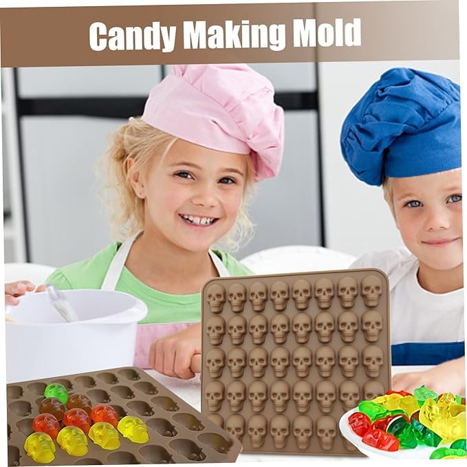 HUSAINI MART | 40 Cavity Skull Silicone Mold - Non-Stick Candy Chocolate Jelly Ice Cube Dog Treat Maker - Perfect for Halloween Party Favors, DIY Desserts & Baking Decorations