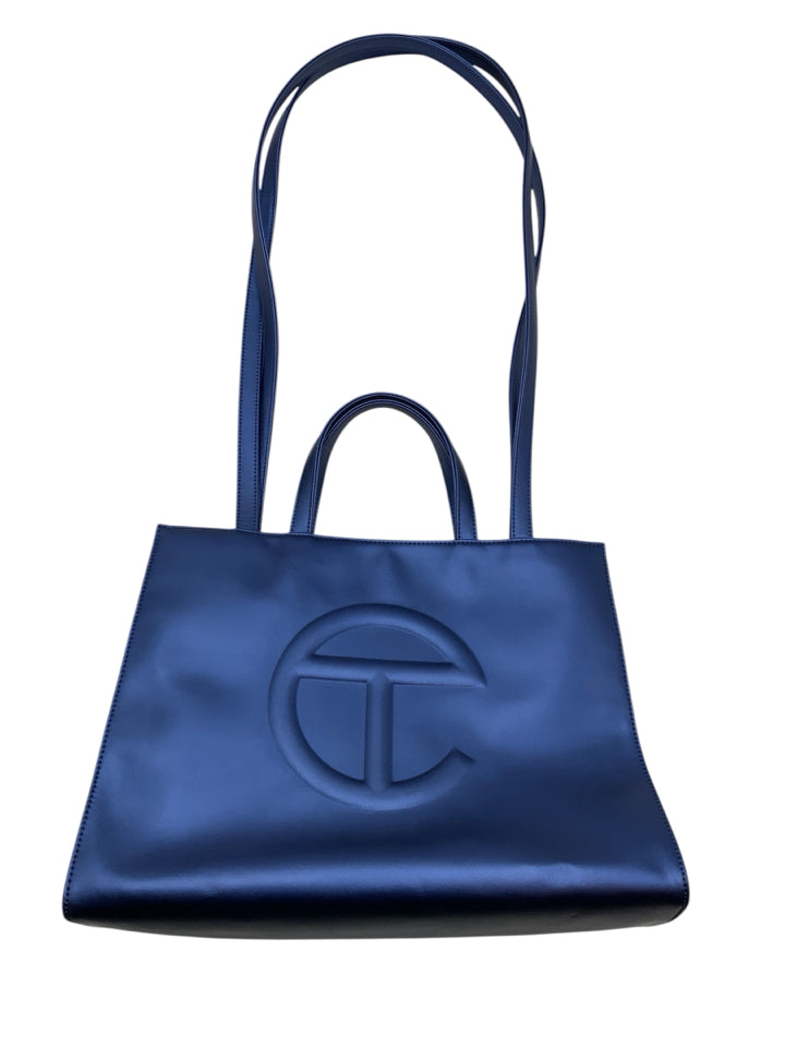 Telfar Cobalt Blue Medium Shopping Tote Bag - Stylish & Spacious for Work, Travel & Everyday Use