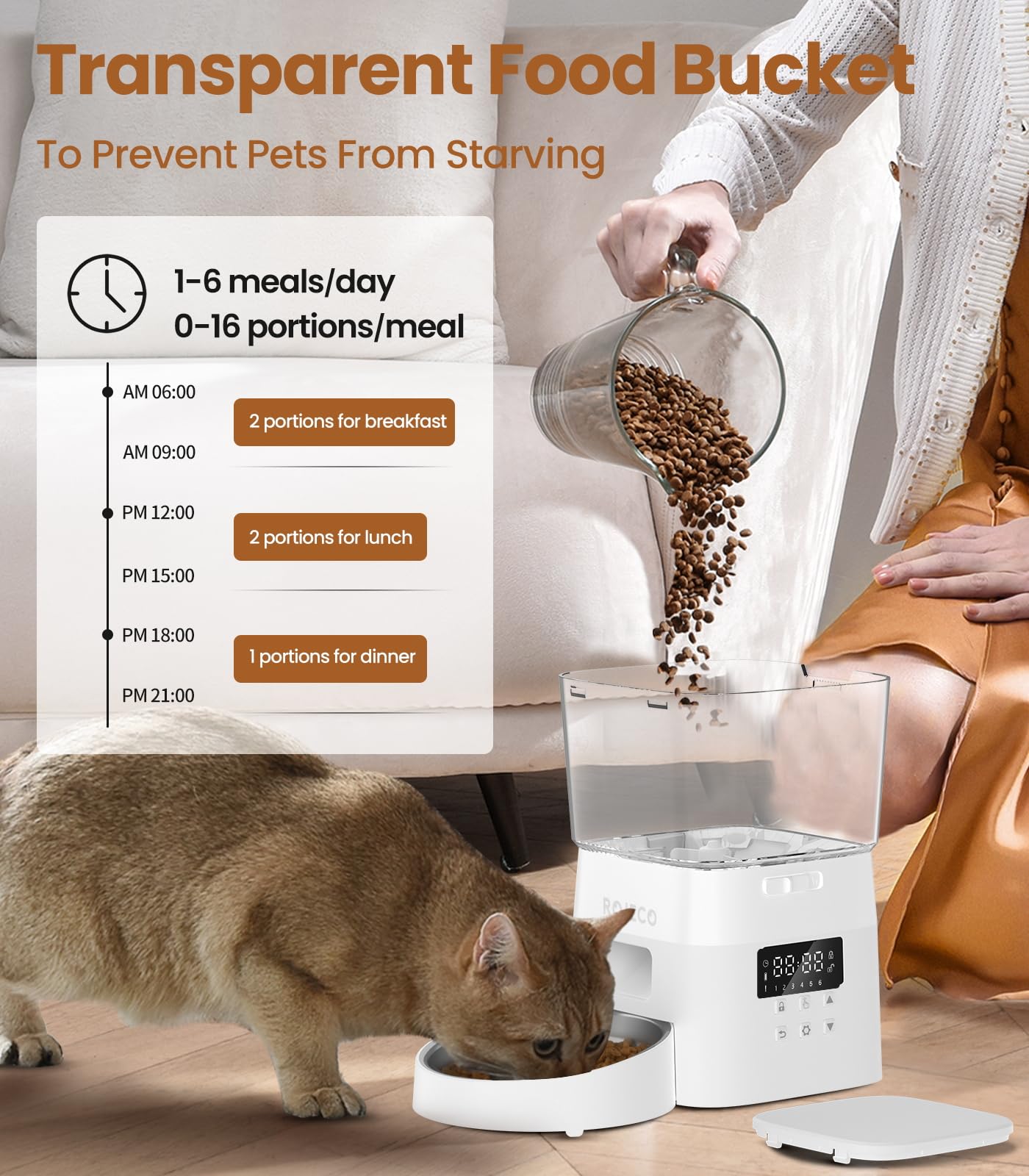 Automatic Cat Feeder with Timer - 8 Cup Capacity Smart Pet Food Dispenser for Portion Control | Easy Setup Indoor Cat Feeder with Stainless Steel Bowl | Perfect for Busy Pet Owners & Multi-Cat Households