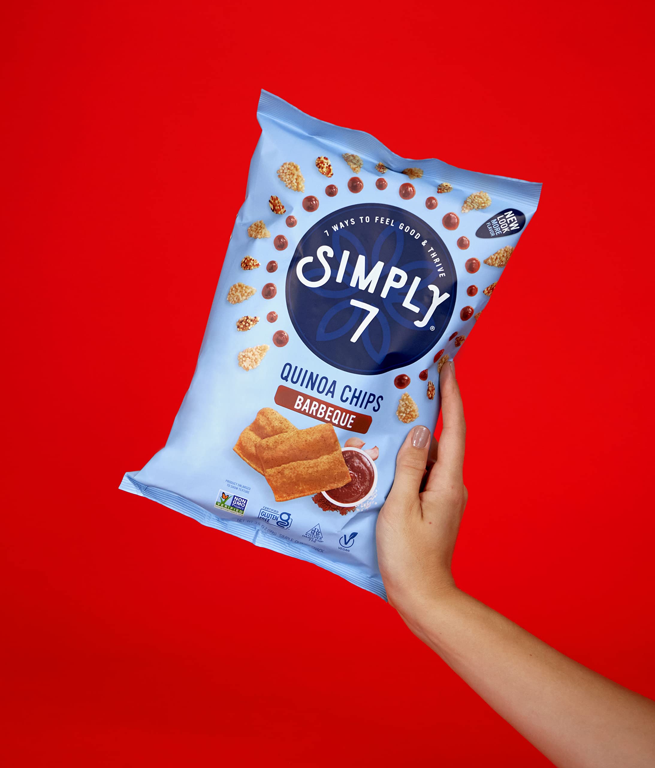 Simply 7 BBQ Flavored Quinoa Chips - Gluten Free, Non-GMO, Vegan Snacks - 3.5oz (8 Pack) - Perfect for Parties, Picnics & Healthy On-the-Go Snacking