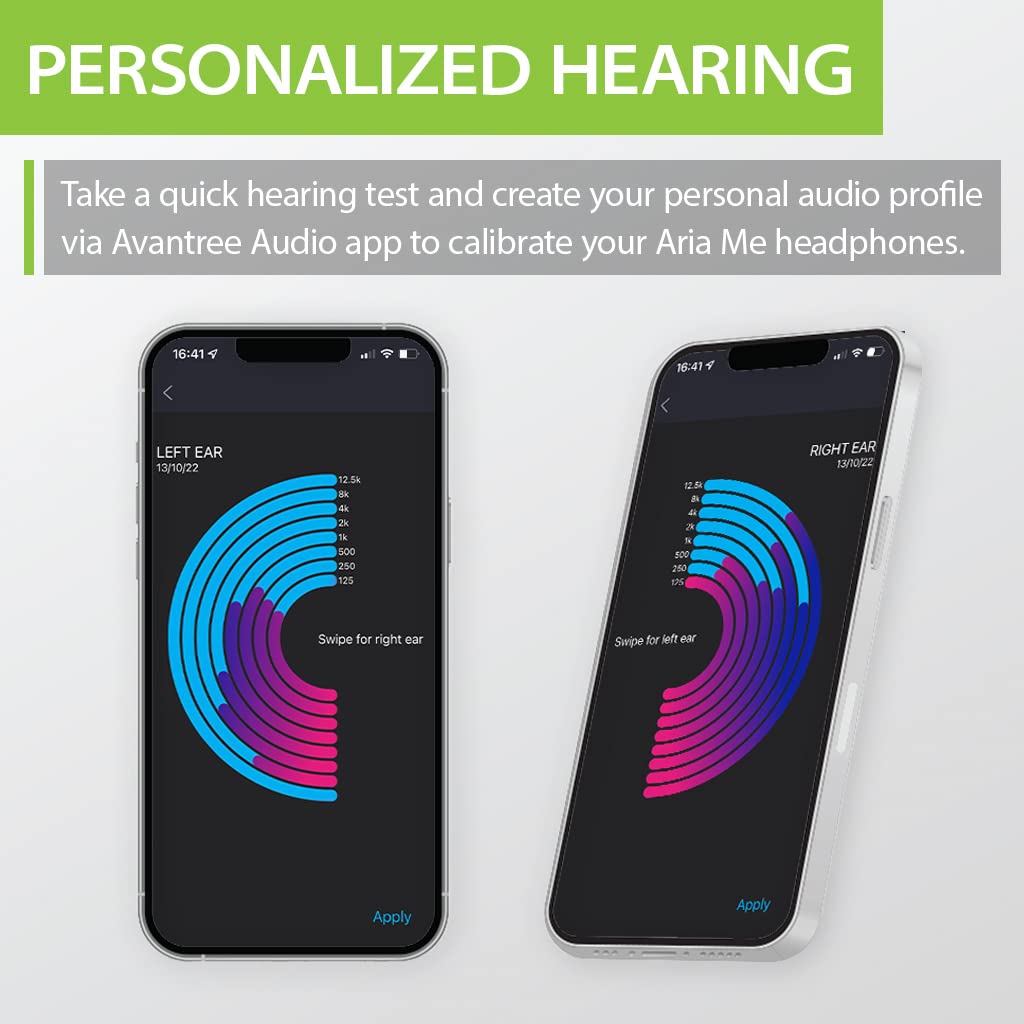Avantree Aria Me Bluetooth Headphones for Seniors - Wireless Hearing Aid Headset with Custom Hearing Profile, Adjustable Left/Right Balance, Charging Stand Included - Perfect for TV Watching, Music & Phone Calls