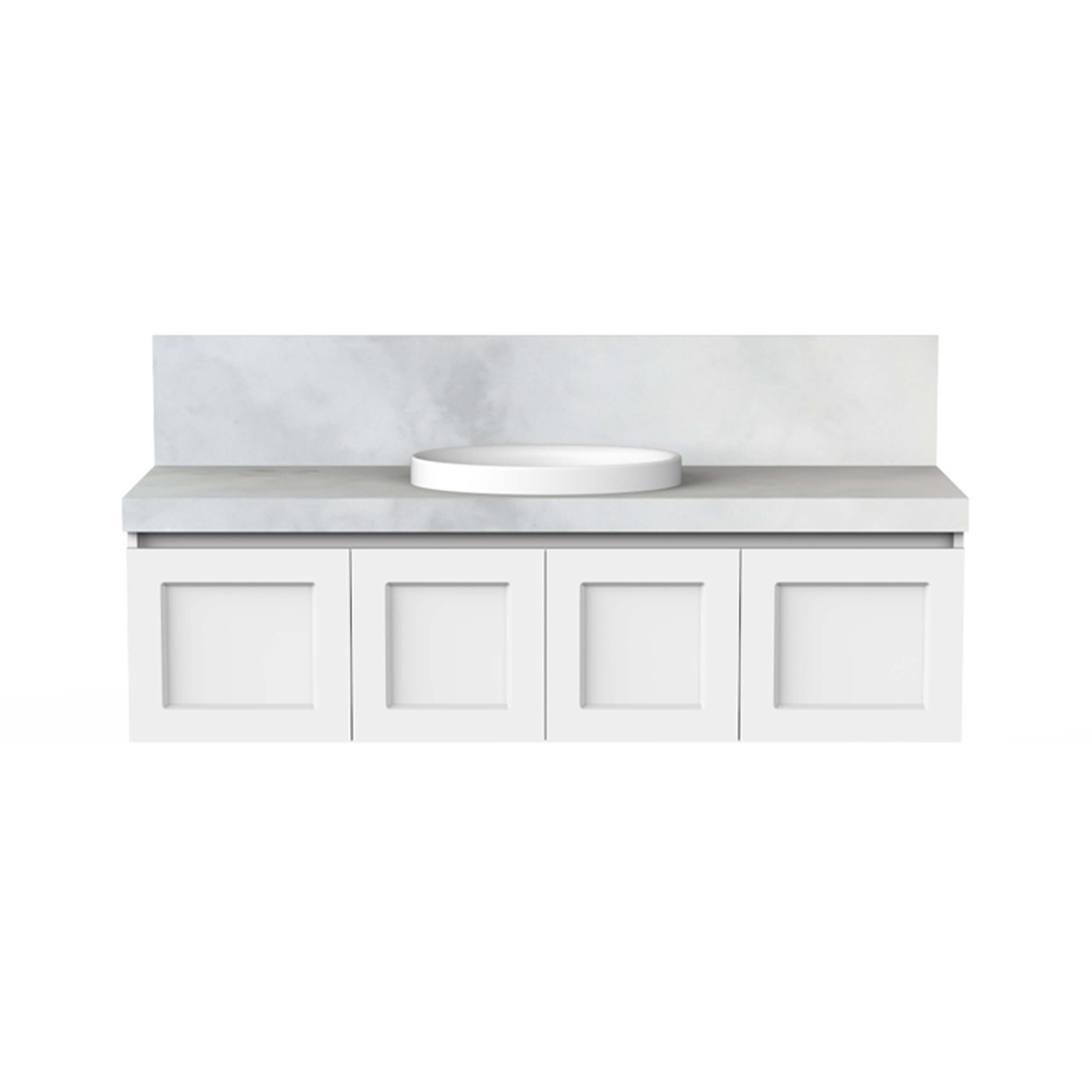 ADP London Wall-Mounted Vanity with Durasein Solid Surface - Modern Bathroom Sink Cabinet for Small Spaces & Contemporary Homes