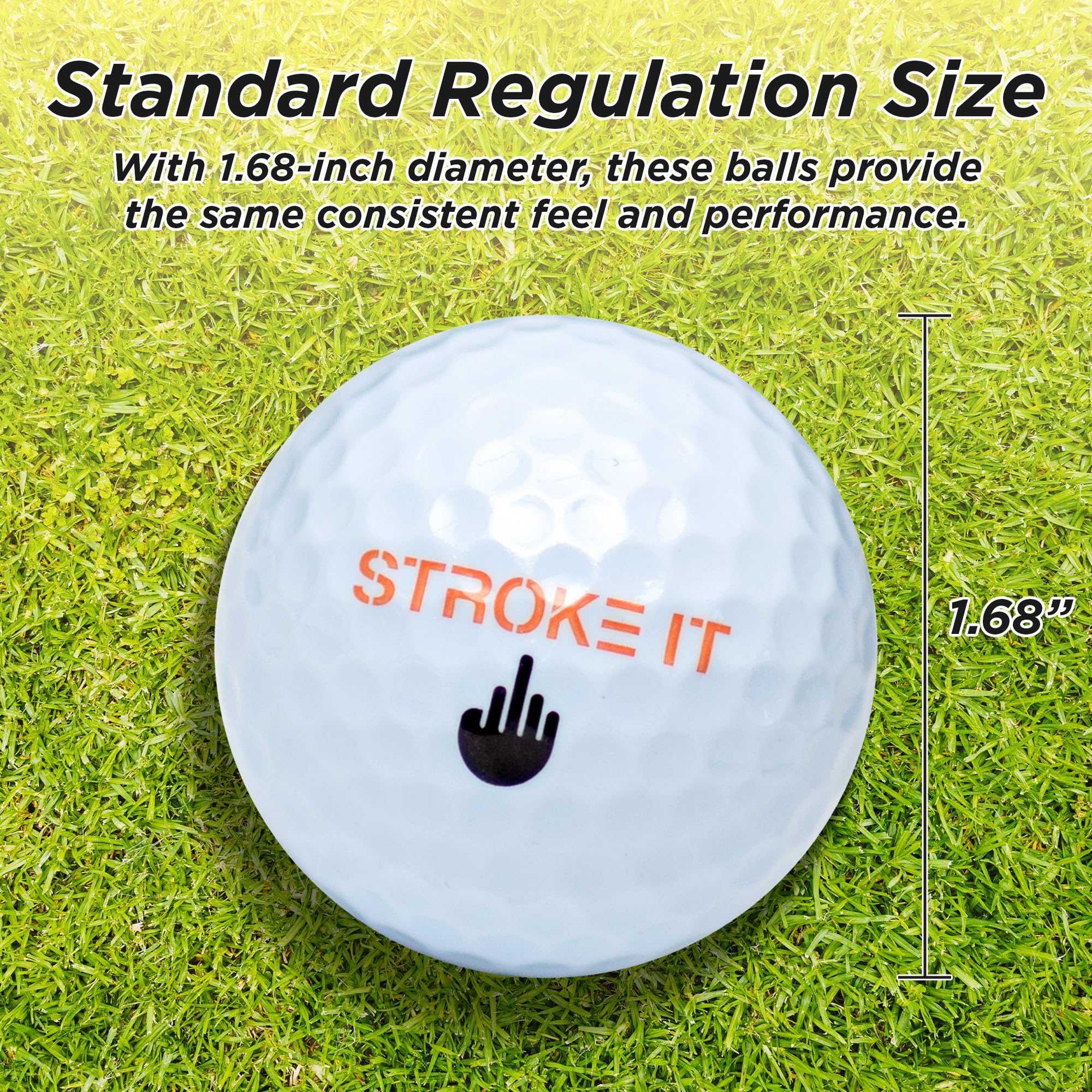 Stroke It Golf Balls - 12-Pack for Men with Dimpled Pattern & Less Spin - Perfect for Long Straight Drives on the Course