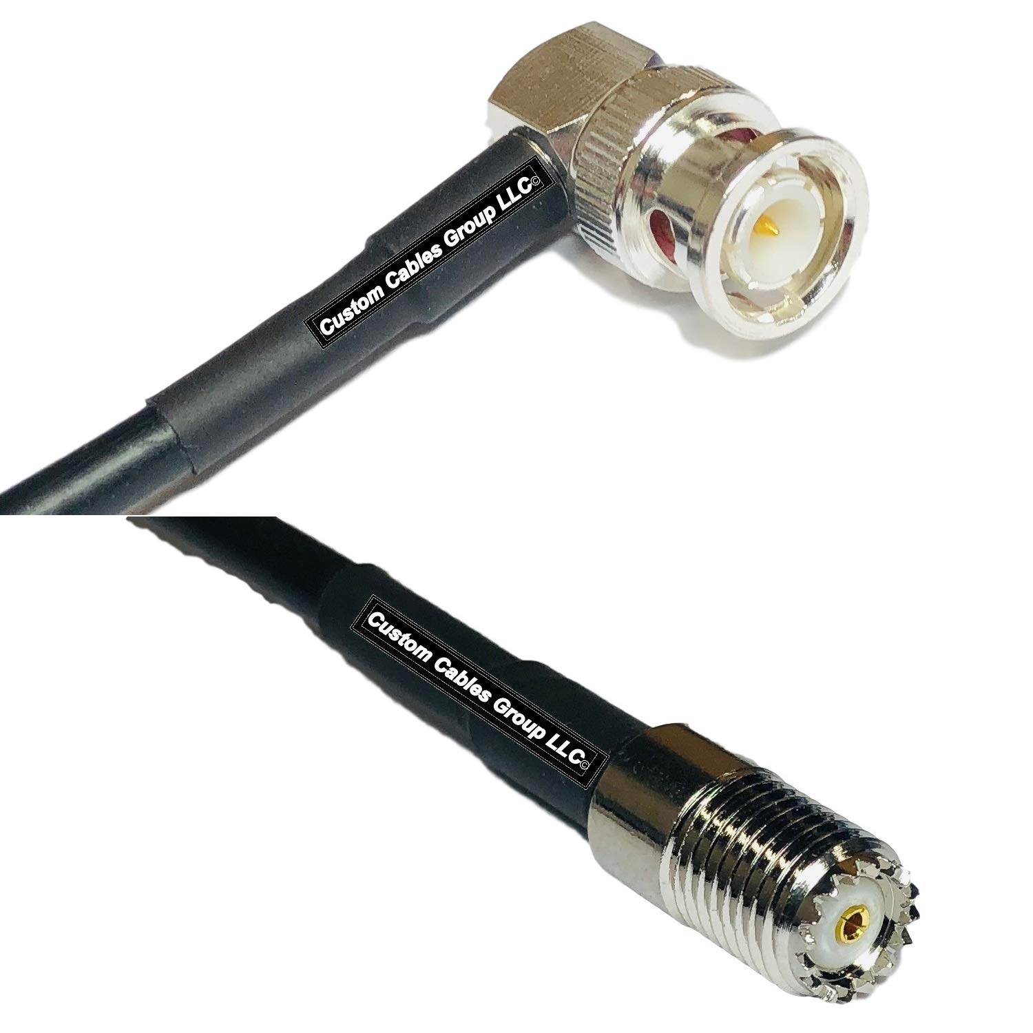 50ft RFC240 KSR240 BNC Male to Mini UHF Female Right Angle Coaxial Cable - High-Speed RF Pigtail for Ham Radio, CCTV, Antenna & Test Equipment Connections