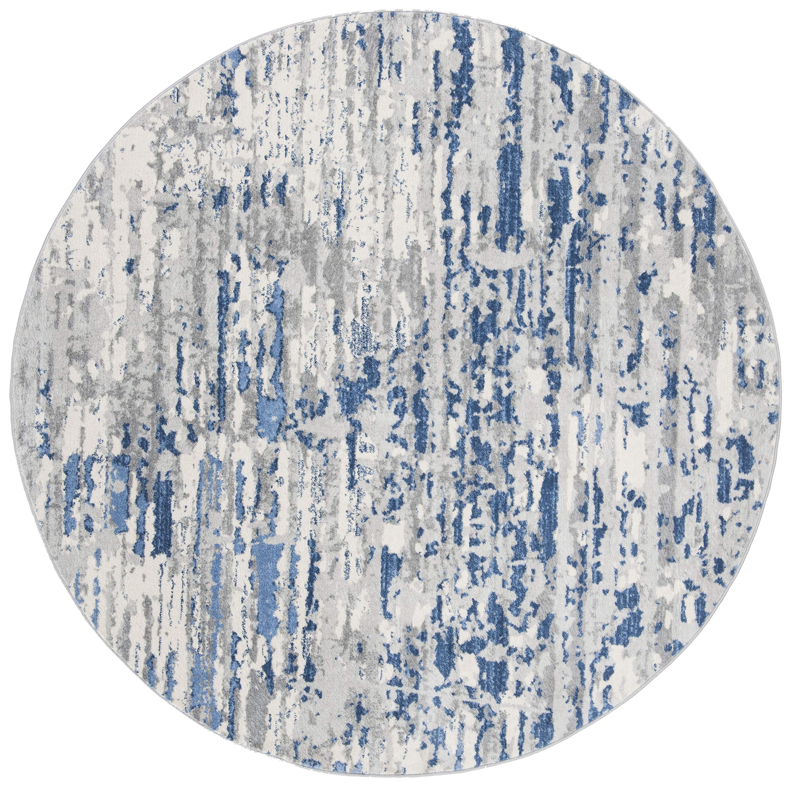 SAFAVIEH Jasper Collection 11' Round Ivory/Blue Abstract Area Rug - Non-Shedding Modern Design for Dining Room, Living Room, Bedroom, Entryway & Foyer | Perfect for Home Decor & High Traffic Areas