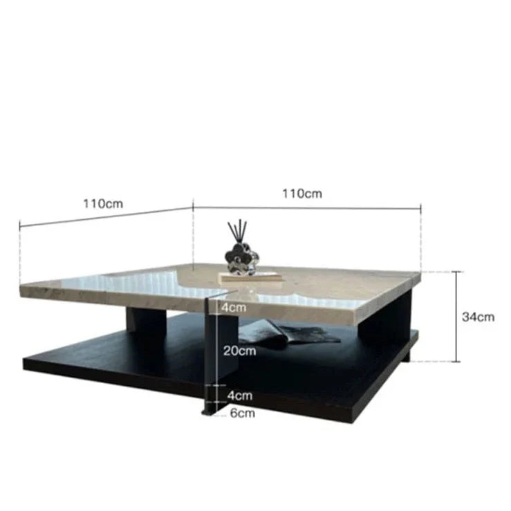 Premium Natural Marble & Solid Wood Coffee Table - Modern Living Room Centerpiece for Home Decor, Office & Lounge Areas