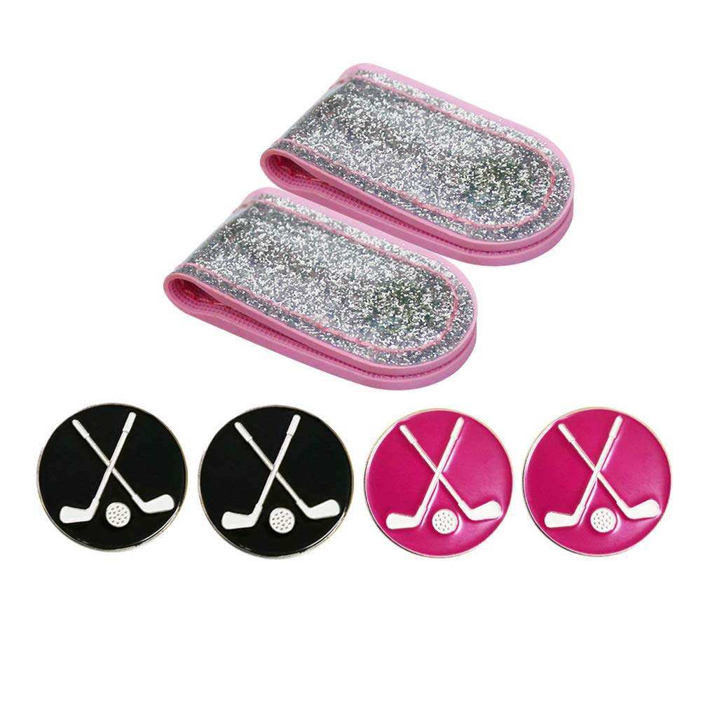Sparkling PVC Golf Hat Clip with Ball Marker Set - 2 Hat Clips & Golf Ball Markers for Men & Women - Perfect for Golf Tournaments, Driving Range & Outdoor Sports