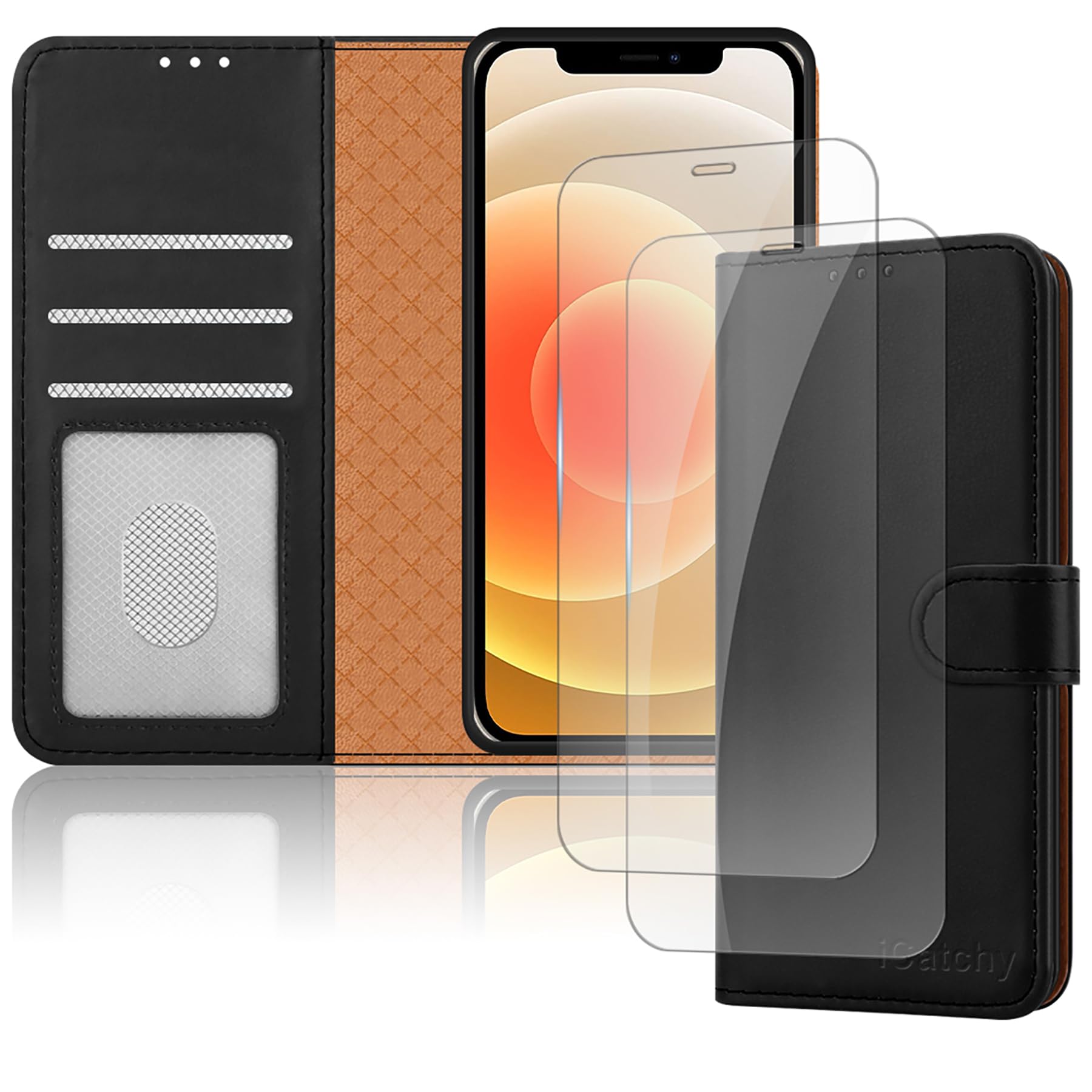 Premium Leather Wallet Flip Case for iPhone 12/12 Pro (6.1