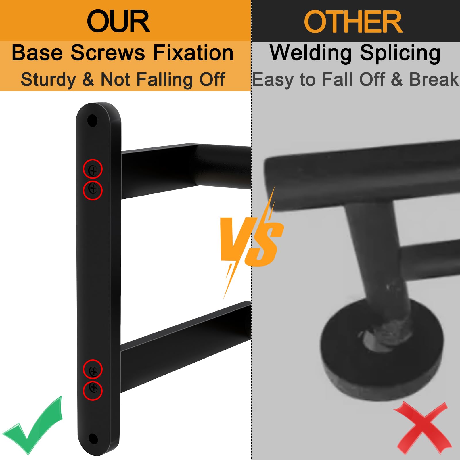 24 Inch Stainless Steel Double Towel Bar - Matte Black Wall Mounted Bathroom Towel Rack & Kitchen Towel Holder | Durable Towel Rod for Bath, Spa, and Home Organization