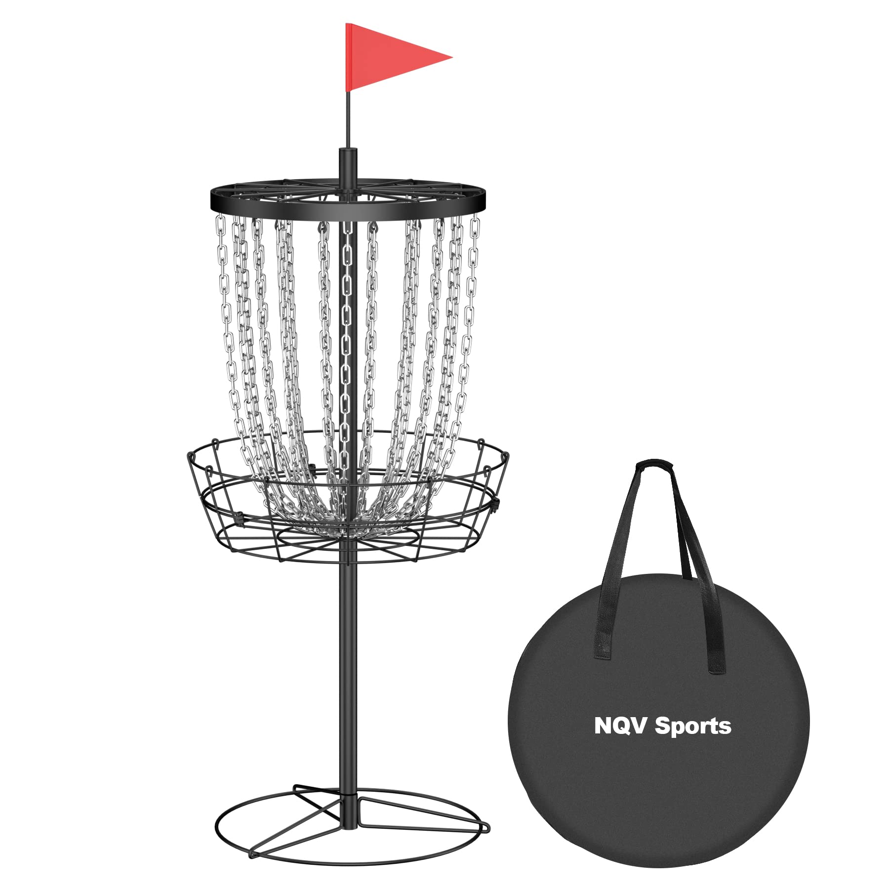 Professional NQV 24-Chain Portable Disc Golf Basket with Carry Bag - Indoor & Outdoor Disc Golf Target, Cage, Goal for Practice & Games | Perfect for Backyard, Park, and Tournament Play