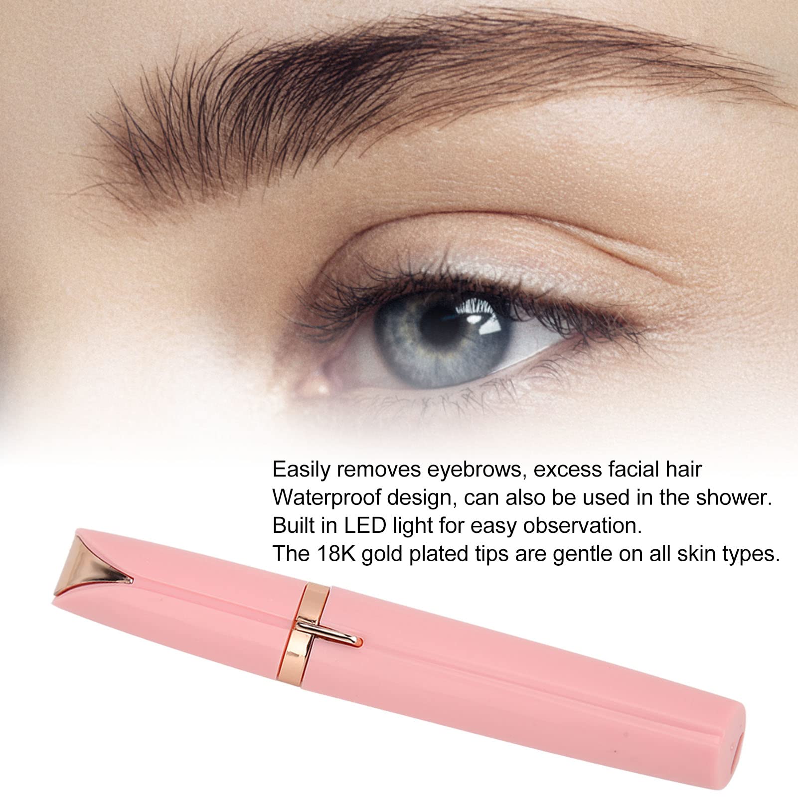 Rechargeable Electric Eyebrow Trimmer for Women - Painless Facial Hair Remover for Eyebrows, Lips & Nose | Portable Epilator & Shaver for Smooth Skin | Perfect for Travel, Home & Salon Use (Pink)