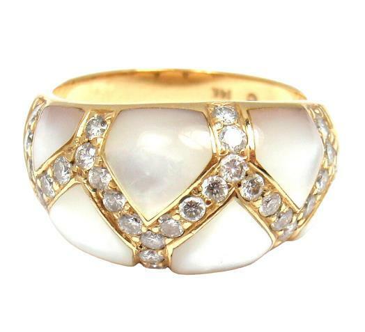 14K Yellow Gold Mother of Pearl & Diamond Ring - 0.30ctw Elegant Jewelry for Women - Perfect for Weddings, Anniversaries & Special Occasions
