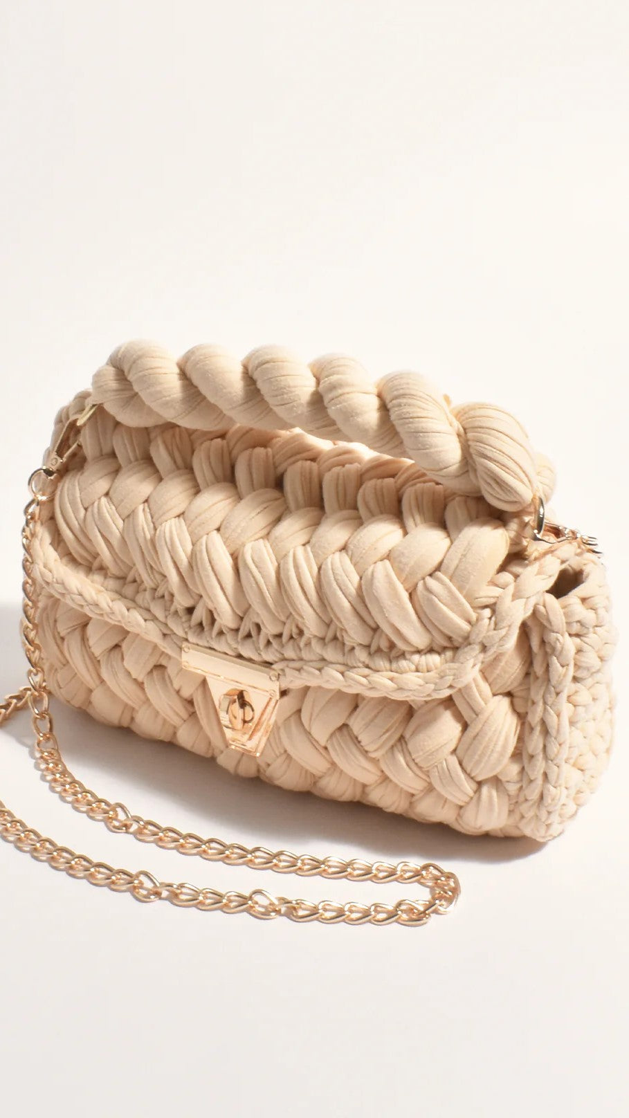 Annabel Chunky Plaited Handbag for Women - Stylish Cream Crossbody Purse with Adjustable Strap, Perfect for Work, Travel and Everyday Use