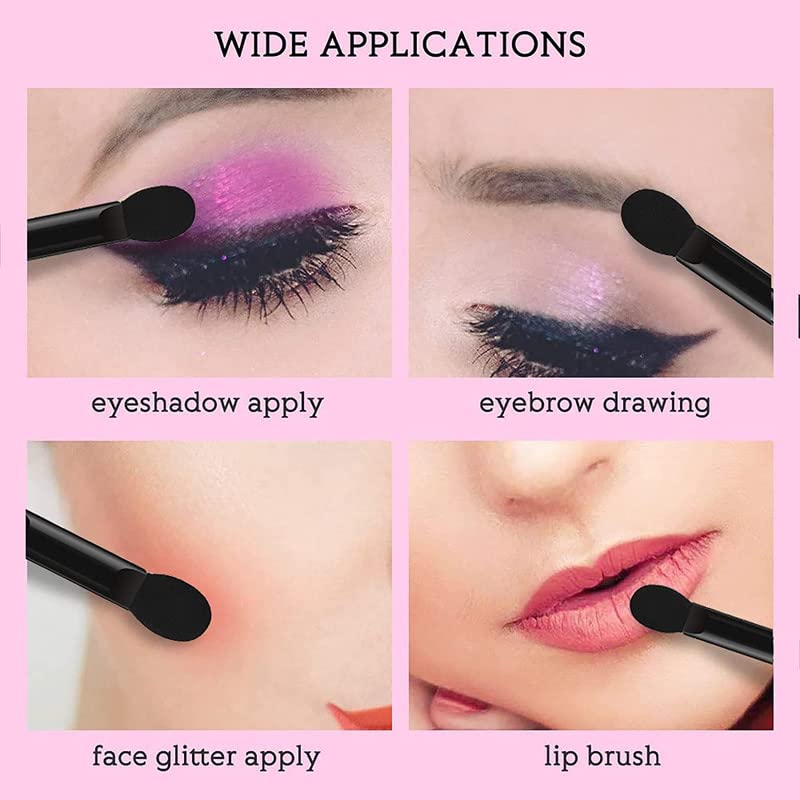 Belicia 12-Piece Disposable Dual-Sided Eyeshadow Sponge Applicators with Oval Tips - Soft Makeup Brushes for Blending & Smokey Eye Looks - Perfect for Travel, Professional Makeup Kits & Daily Beauty Routine