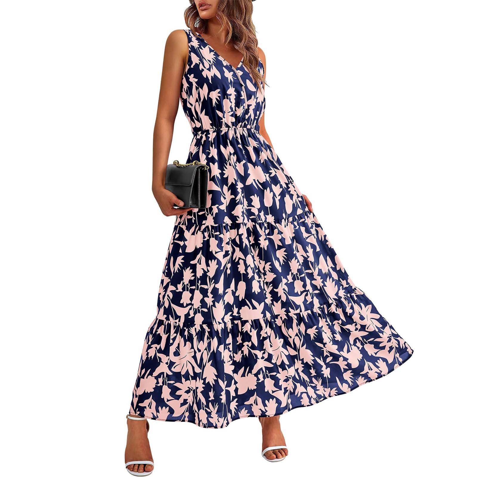 Floral Maxi Dress for Women 2024 - Sleeveless V-Neck Flowy Summer Dress | Casual, Beach, Party Guest Outfit | Perfect for Outdoor Picnics, Tropical Vacations & Date Nights | Great for Weddings, Brunch & Summer Travel | Ideal for Garden Parties, Resort Wear & Evening Events | Versatile for Church, Graduation, Cocktail Parties & Mother's Day Celebrations