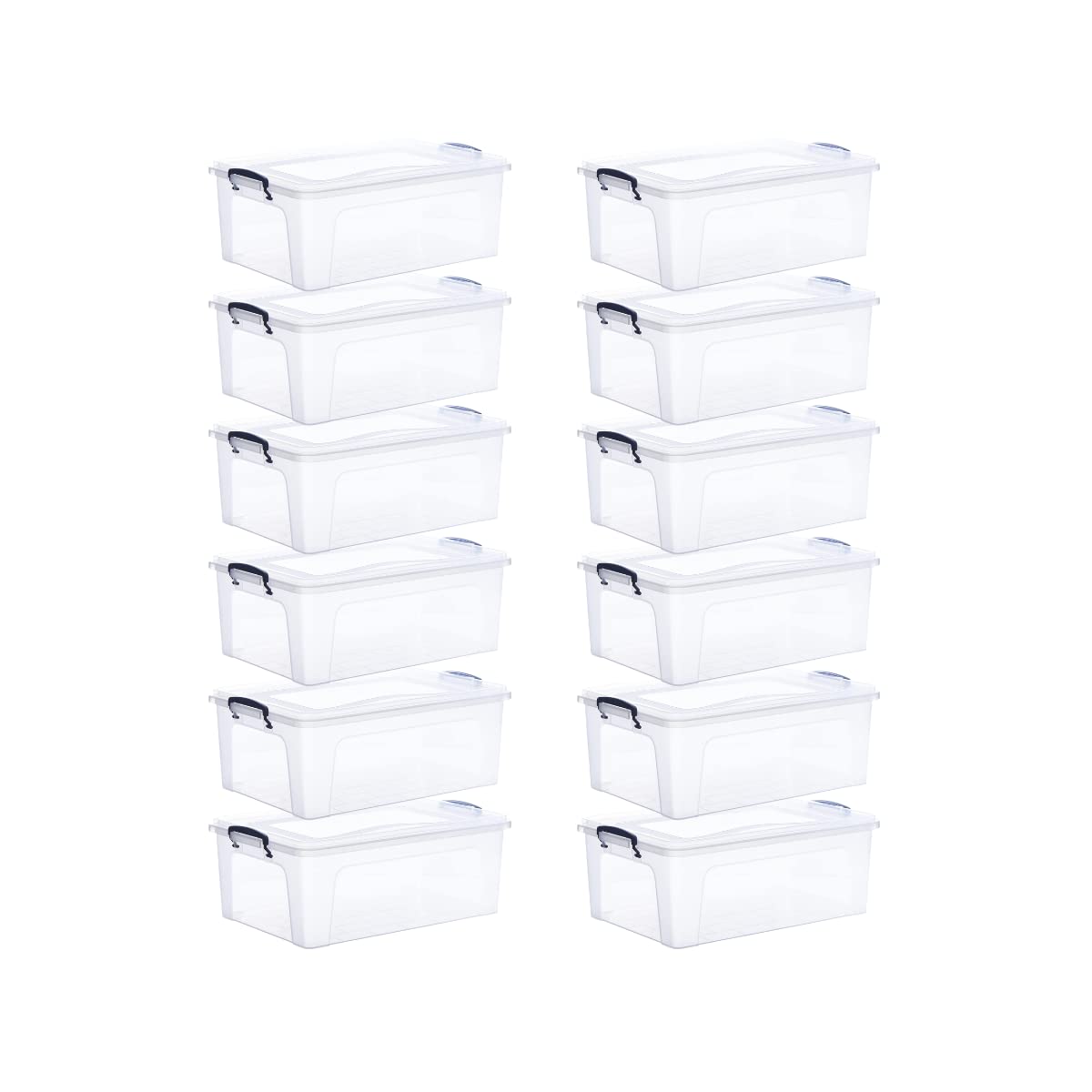 Clear Plastic Storage Boxes with Lids - 12 Pack 22 Quart Stackable BPA-Free Organizing Bins for Home, Office, School & Dorm - Perfect for Closet Organization, Toy Storage & Pantry Containers