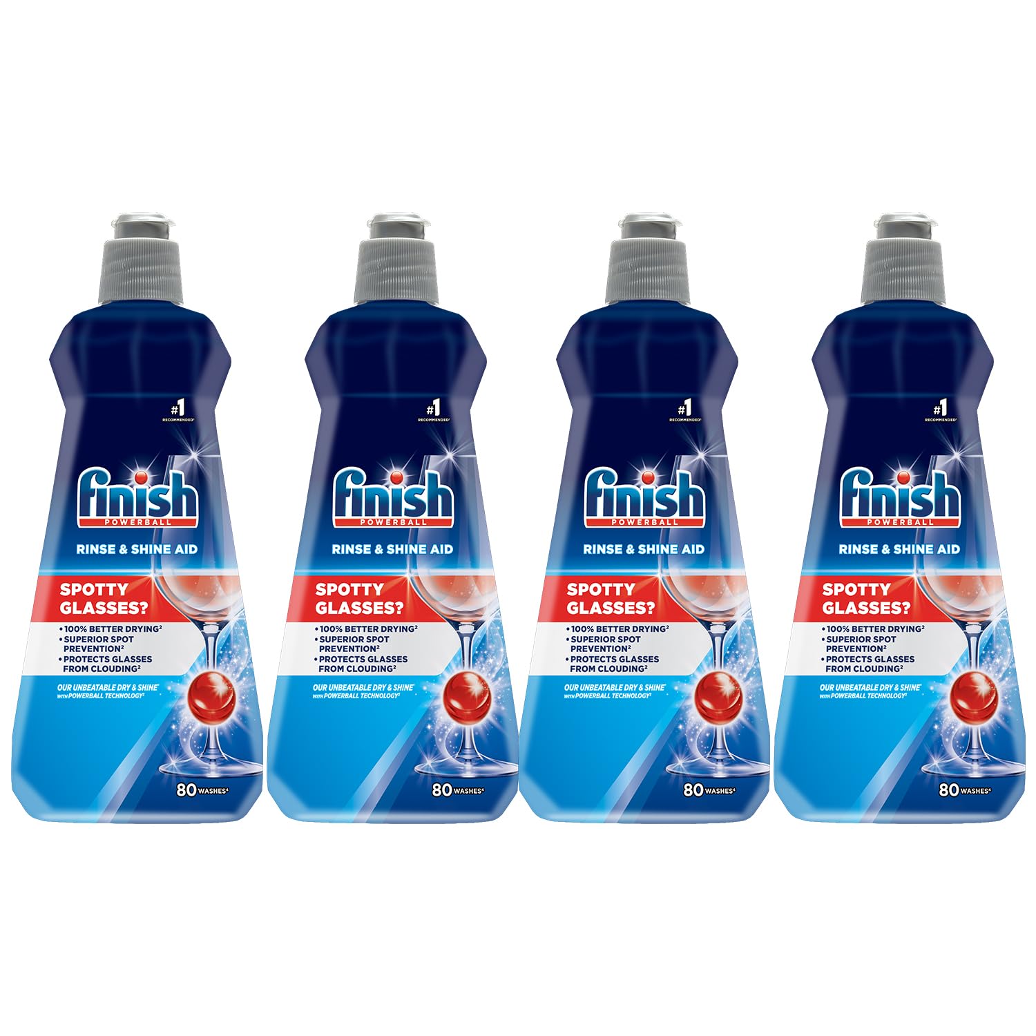 Finish Dishwasher Rinse Aid, Shine & Dry - 400ml (Pack of 4) | #1 Recommended Dishwashing Brand for Sparkling Clean Dishes | Perfect for Glassware, Silverware & Everyday Dishware