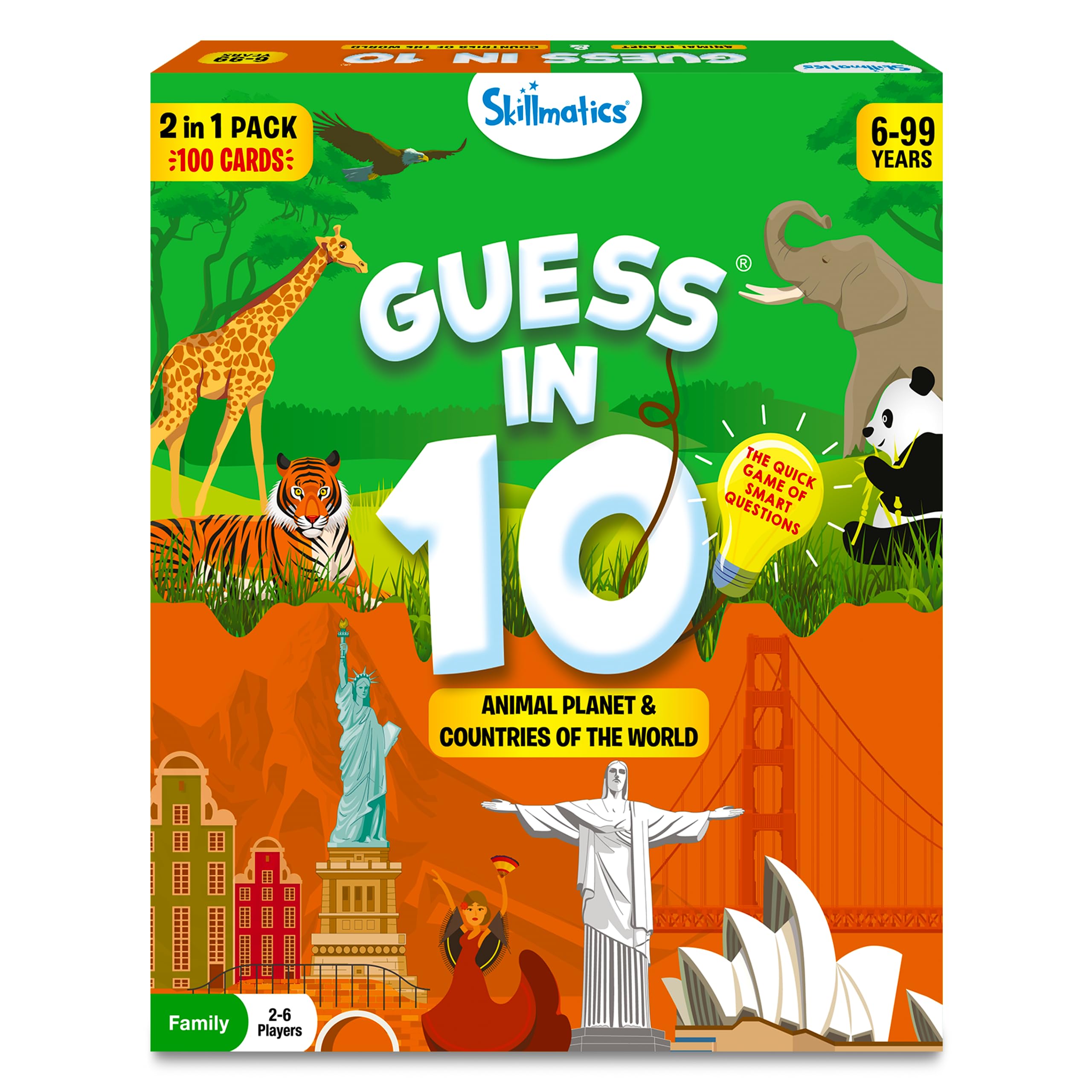 Skillmatics Guess in 10 Animals & Countries Card Game Set - Educational Family Board Game for Kids Ages 8-10+ | Fun Learning Toy for Boys & Girls | Perfect Birthday Gift, Travel Game & Family Night Activity | Great for Learning Geography & Animal Facts | Ideal for Classroom, Road Trips, Homeschooling & Indoor Family Fun | Perfect for Birthday Parties, School Learning, Family Game Nights & Travel Entertainment