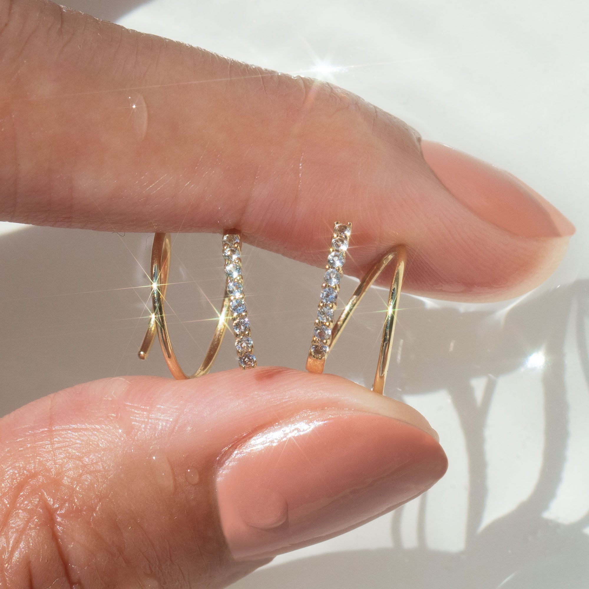 Solid Gold Twist Double Piercing Huggie Earrings - Elegant Cartilage Hoops for Women, Perfect for Everyday Wear & Special Occasions