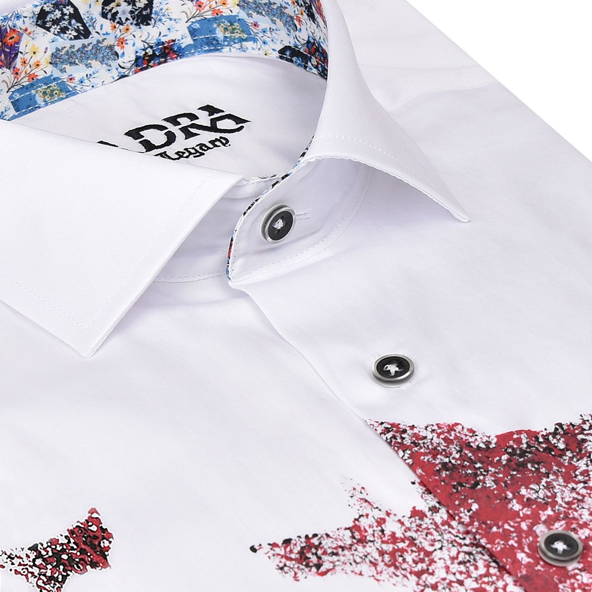 CM523V2 Men's Casual Fashion Hand-Painted Shirt - Stylish White Cuadra Design for Everyday Wear, Office & Outings