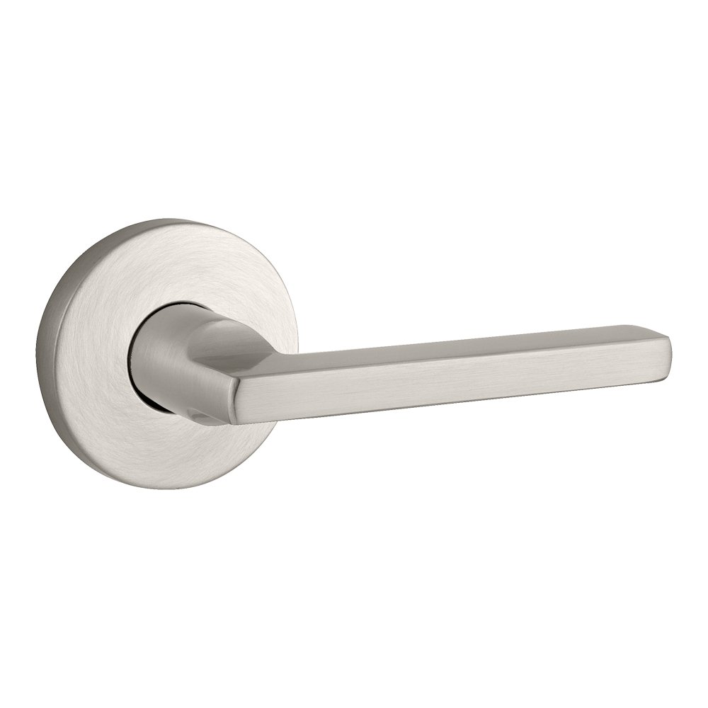 Baldwin PSSQUCRR150 Square Passage Leverset with Contemporary Round Rose - Modern Door Handle for Home & Office Interior Design | Perfect for Bedrooms, Bathrooms, and Entryways