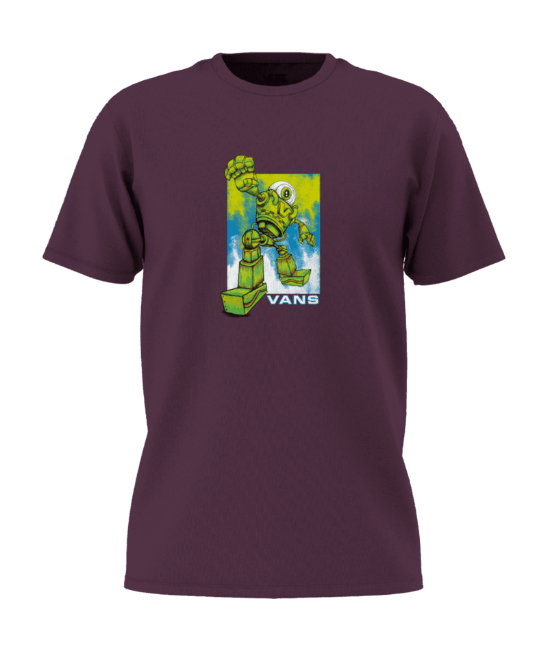 VANS Boys' Robot Graphic T-Shirt - Blackberry Color | Cool Casual Tee for Kids | Perfect for School, Playdates & Everyday Wear