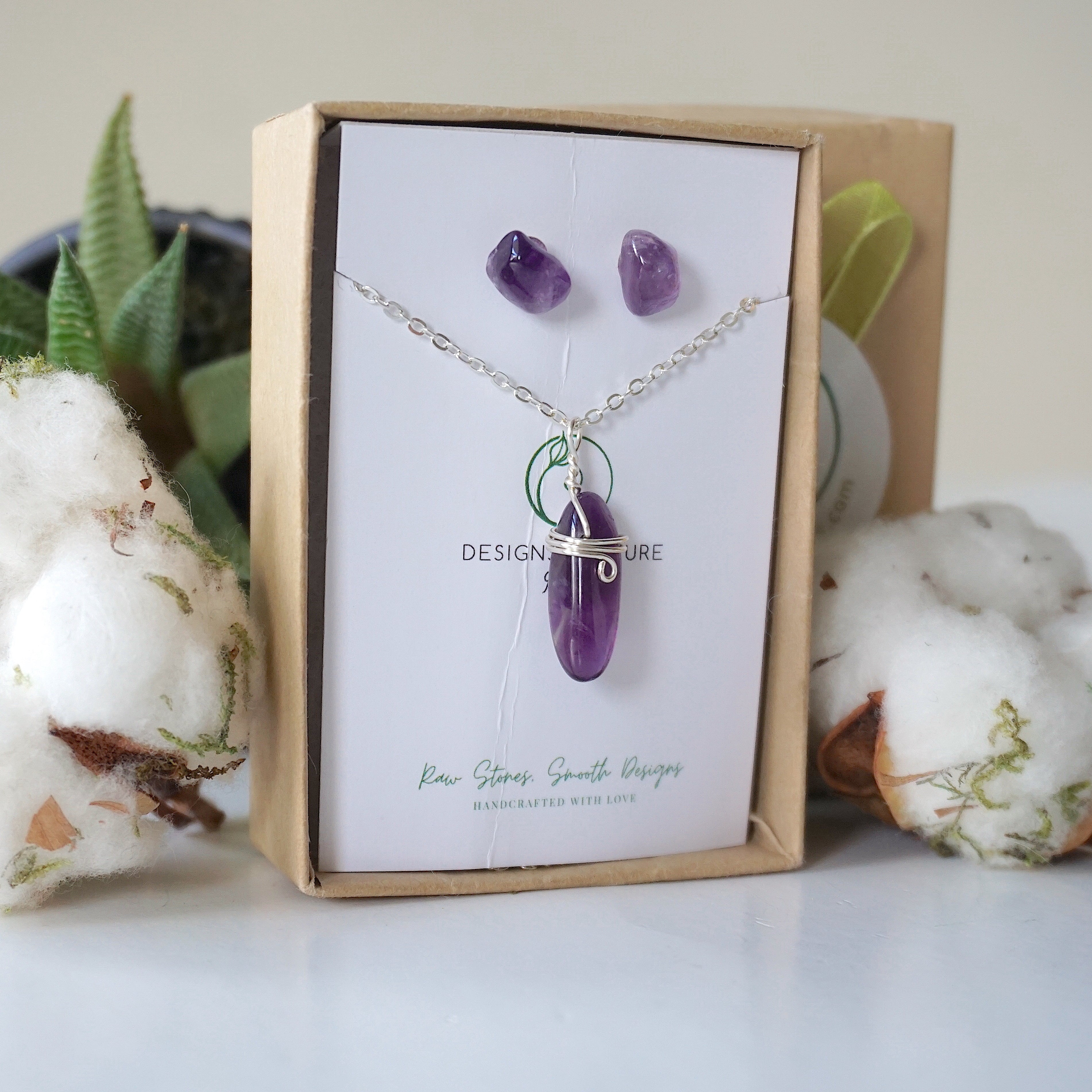 Amethyst Charm Set Sterling Silver - Elegant Jewelry for Women, Gift for Her, Birthday & Anniversary Present - Perfect for Everyday Wear & Special Occasions