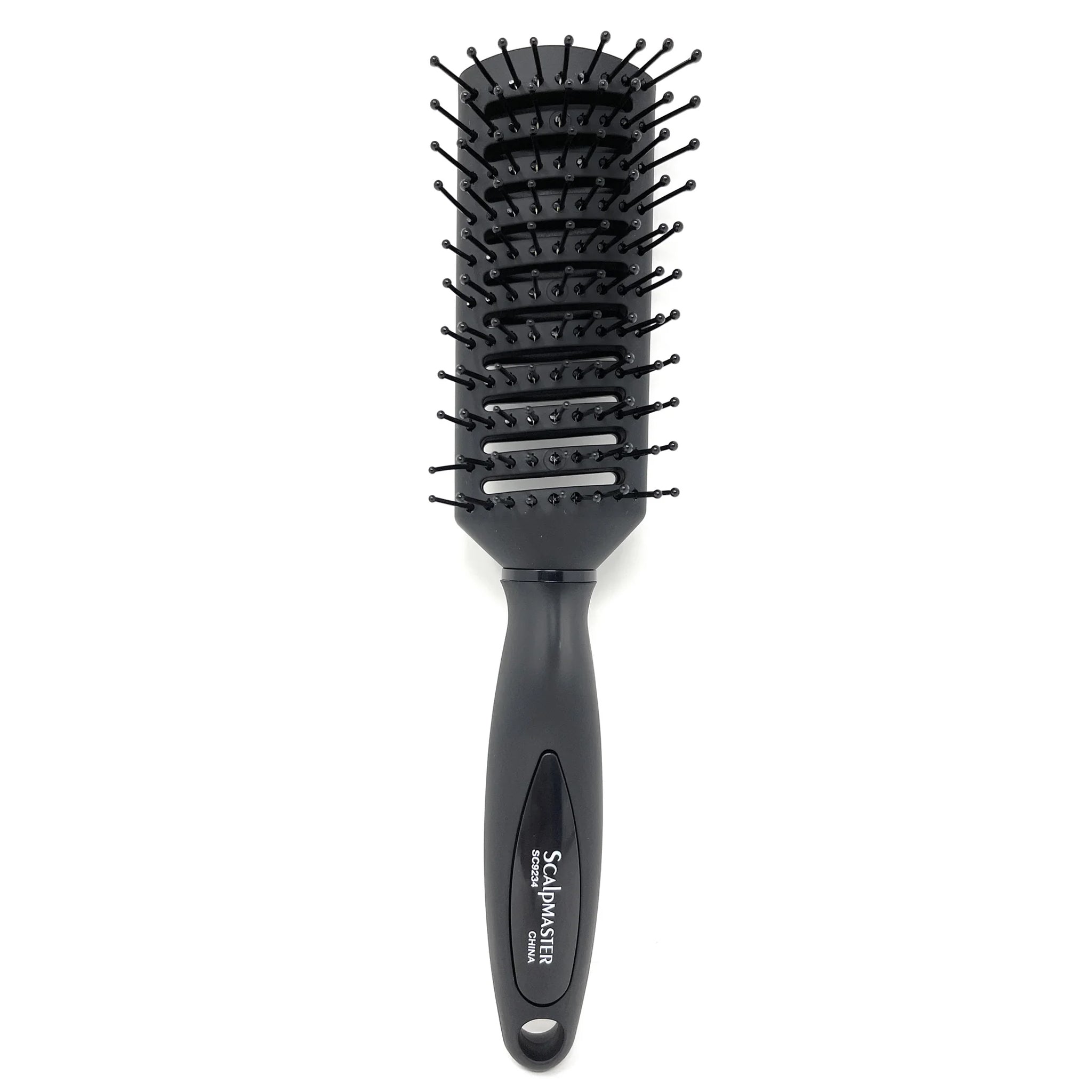 Scalpmaster Hair Brush - Ball Tipped Vent Brush with Rich Black Rubberized Finish for Detangling & Styling | Perfect for Salon, Home & Travel Use