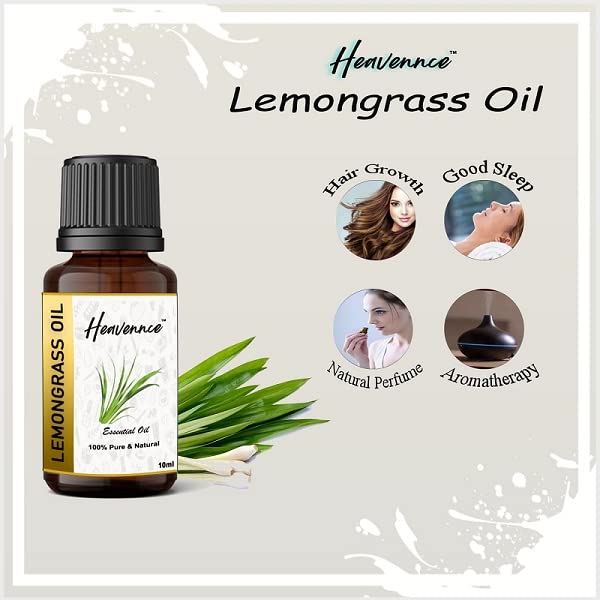 Heavennce Pure Lemongrass Essential Oil - 20ml (Pack of 2) | Natural Aromatherapy Oil for Hair Growth & Skin Care | Diffuser, Massage & Steam Therapy | Perfect for Relaxation, Stress Relief & Home Spa