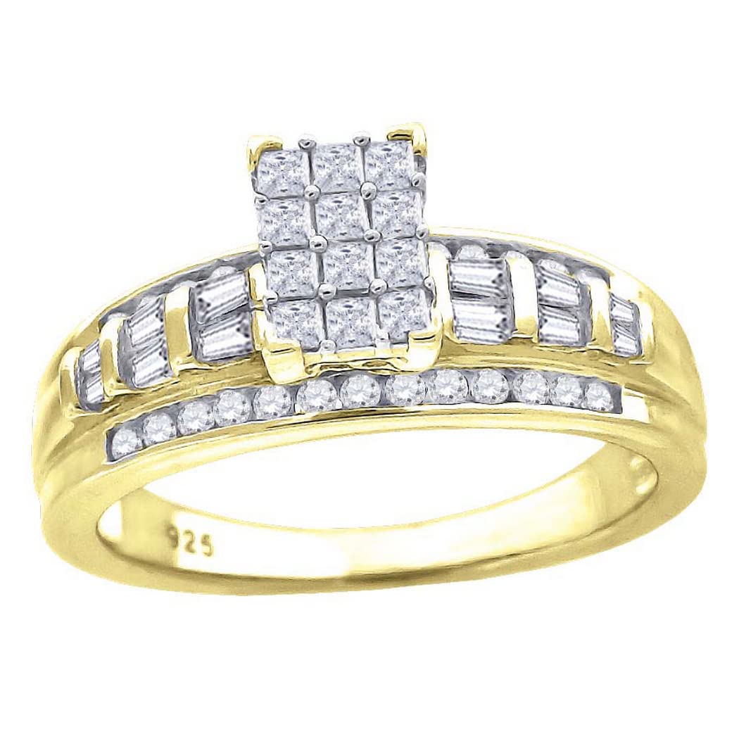 925 Sterling Silver CZ Cubic Zirconia Cinderella Ring for Women - Elegant Simulated Diamond Engagement & Wedding Jewelry - Perfect for Prom, Anniversary & Special Occasion Gifts