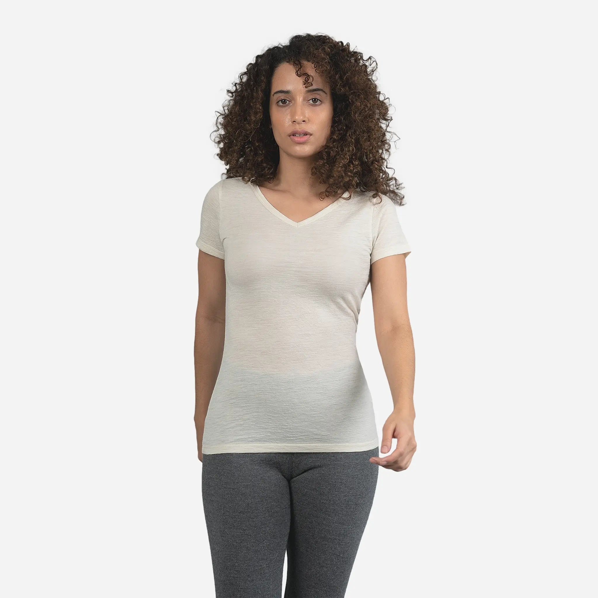 Ultralight 160 Women's Alpaca Wool V-Neck T-Shirt - Soft & Breathable for Travel, Hiking & Everyday Wear