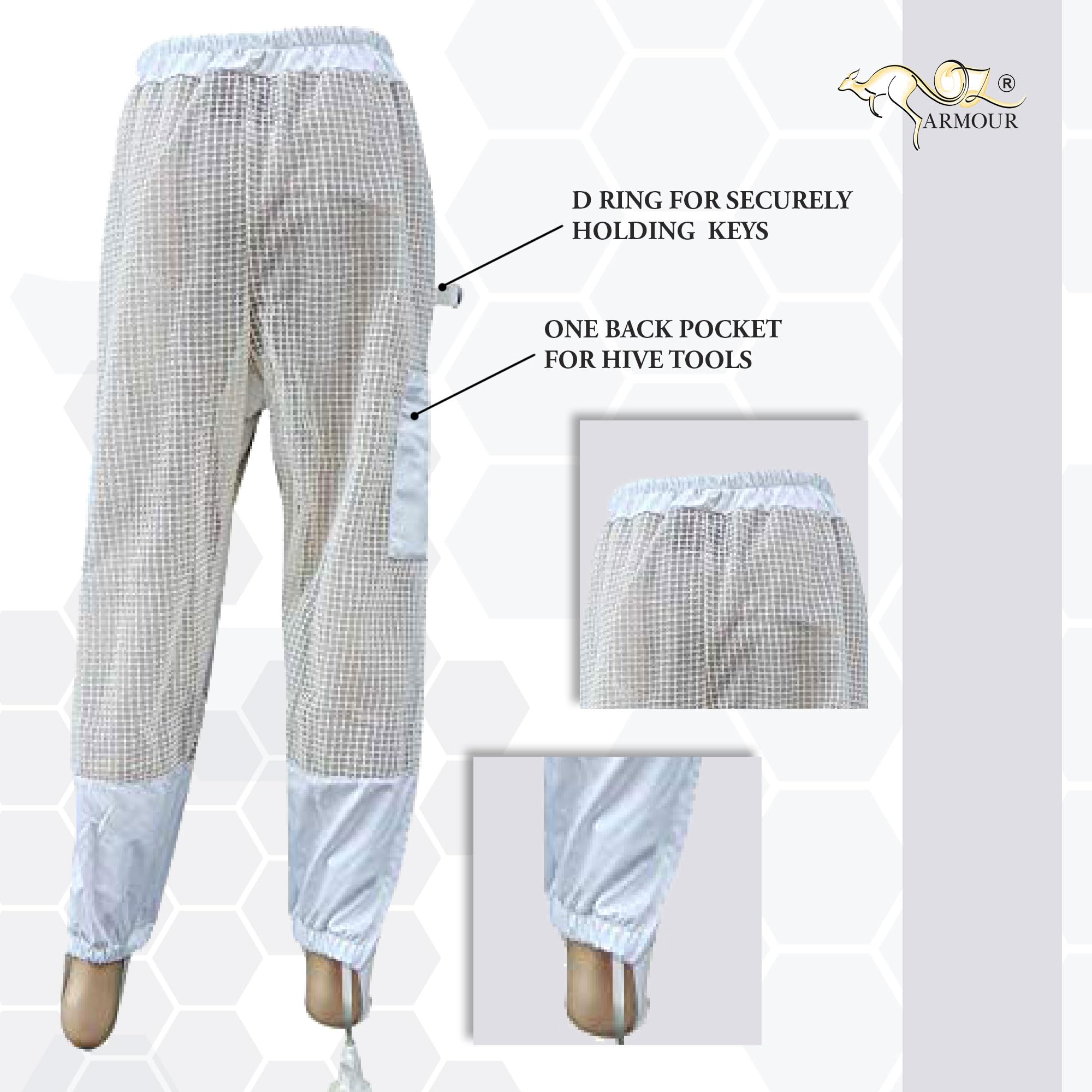 Professional Beekeeping Suit - 3-Layer Ventilated Mesh with Leg Zippers & Pockets (Medium) - Protective Beekeeping Gear for Hive Inspections & Honey Harvesting