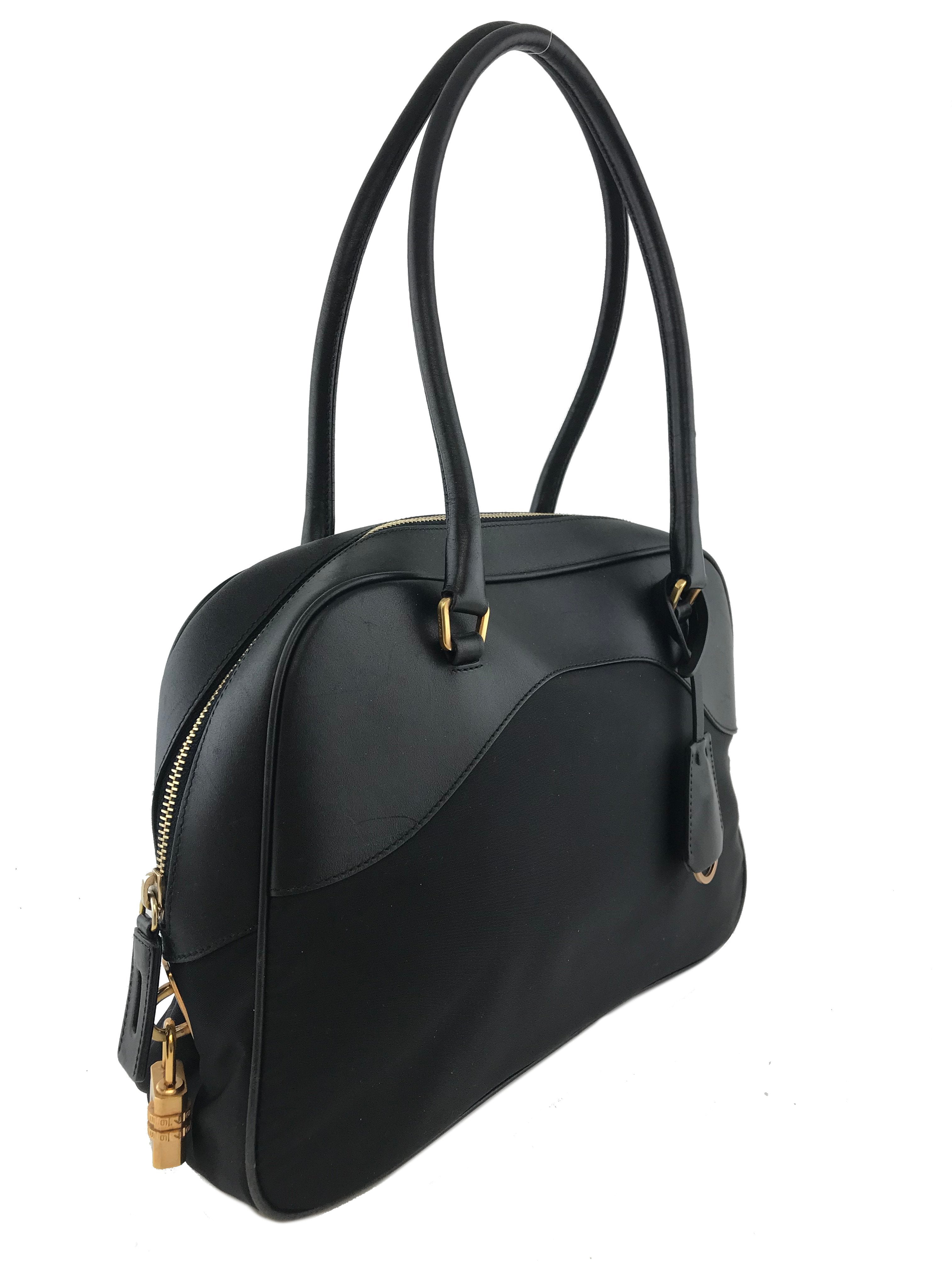 Prada Tessuto Nylon and Leather Satchel Bag for Women | Luxury Designer Handbag | Perfect for Work, Travel & Everyday Use
