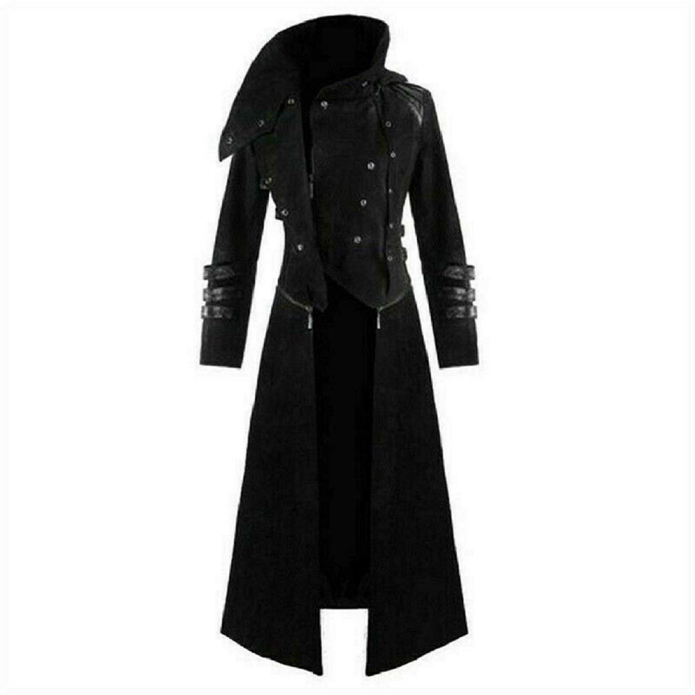 Premium Scorpion Men's Hooded Trench Coat - Long Gothic Steampunk Jacket in Red/Black | Perfect for Cosplay, Halloween Costumes & Alternative Fashion Events
