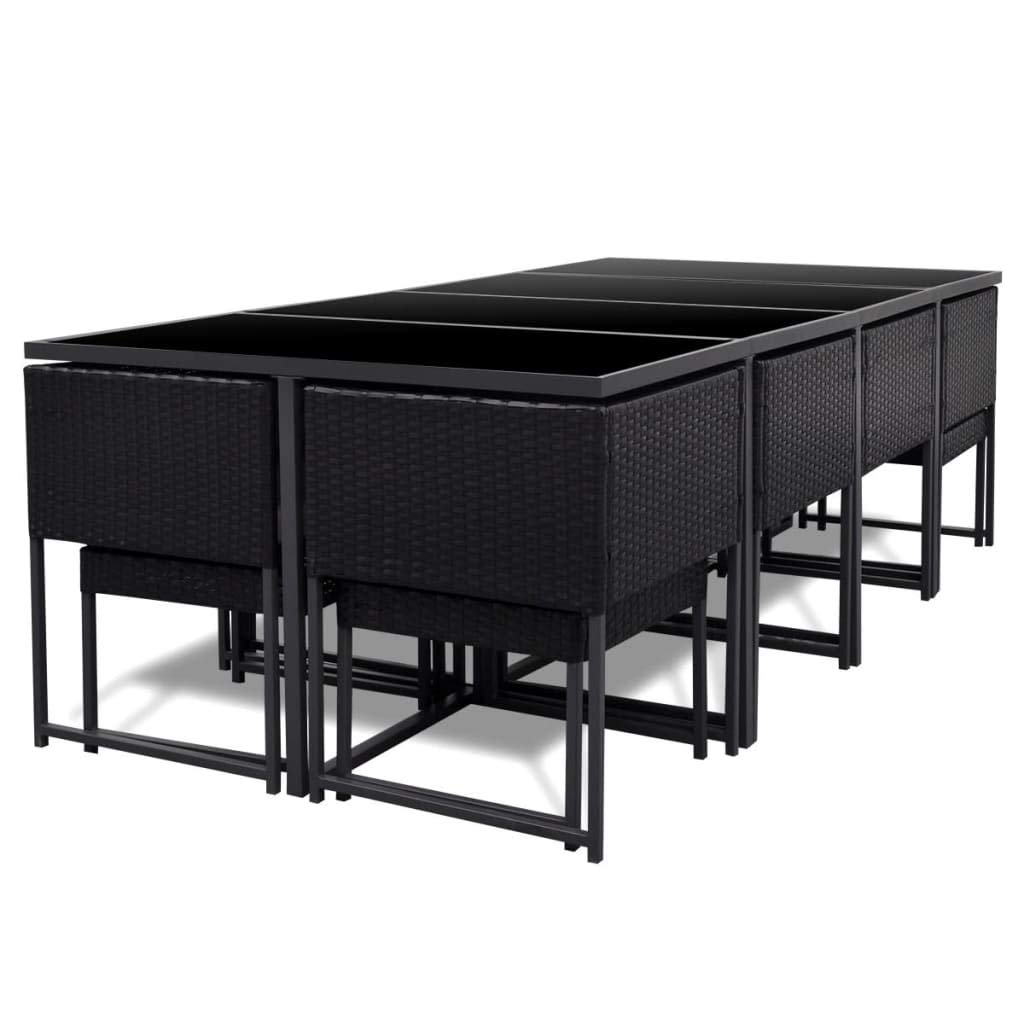 13PCS Outdoor Dining Set - Patio Furniture with Large Glass Table & Rattan Chairs, Steel Frame Conversation Seating for Backyard, Garden, Poolside or Terrace - Perfect for Al Fresco Dining and Outdoor Entertaining