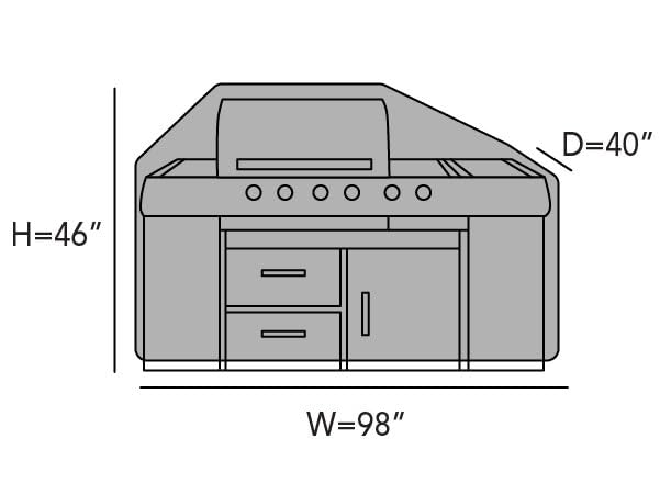 **Weatherproof 98 Inch Heavy Duty BBQ Grill Cover for Large Island - 300D Polyester Outdoor Cooking Protection - Perfect for Patio, Backyard & Camping**