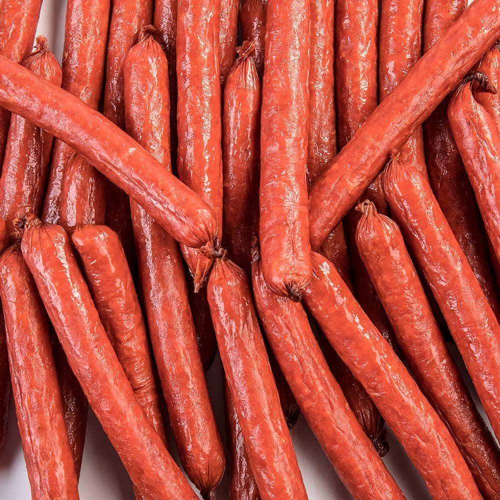 Walnut Creek Foods Hickory Smoked Beef Jerky Sticks - 2 Pound Bag of BBQ Flavored Meat Snacks for Camping, Hiking & Road Trips
