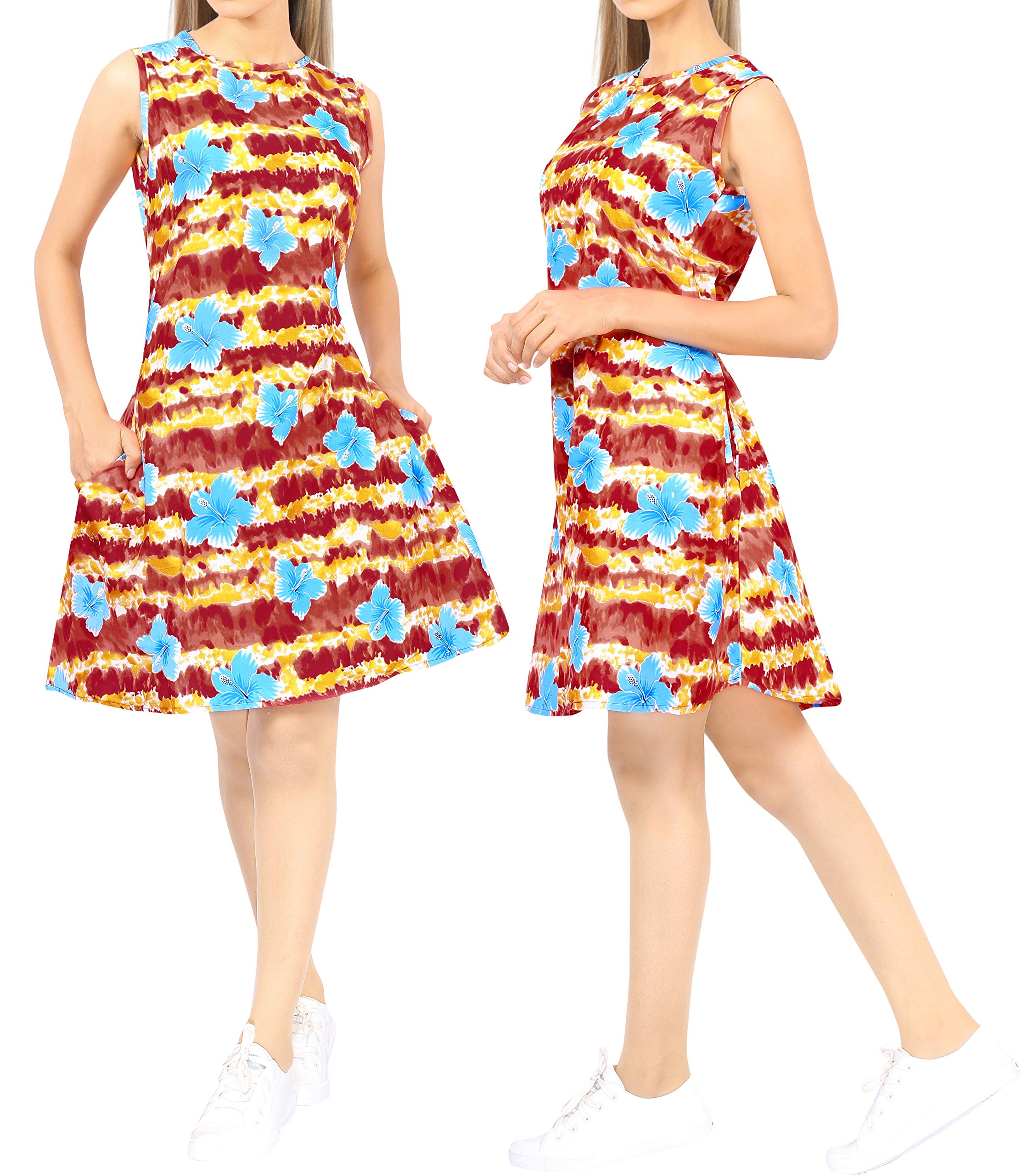 LA LEELA Women's Floral Beach Cover Up Dress - Lightweight Hawaiian Summer Vacation Swimwear Coverup for Pool, Beach & Tropical Holidays