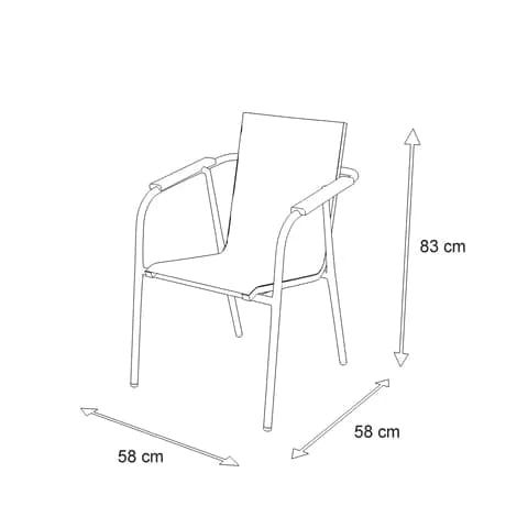 Arctic White Aluminum Frame Capri Dining Chair with Polywood Teak Accent & Dune Textilene Seat - Perfect for Patio, Poolside & Outdoor Dining Areas