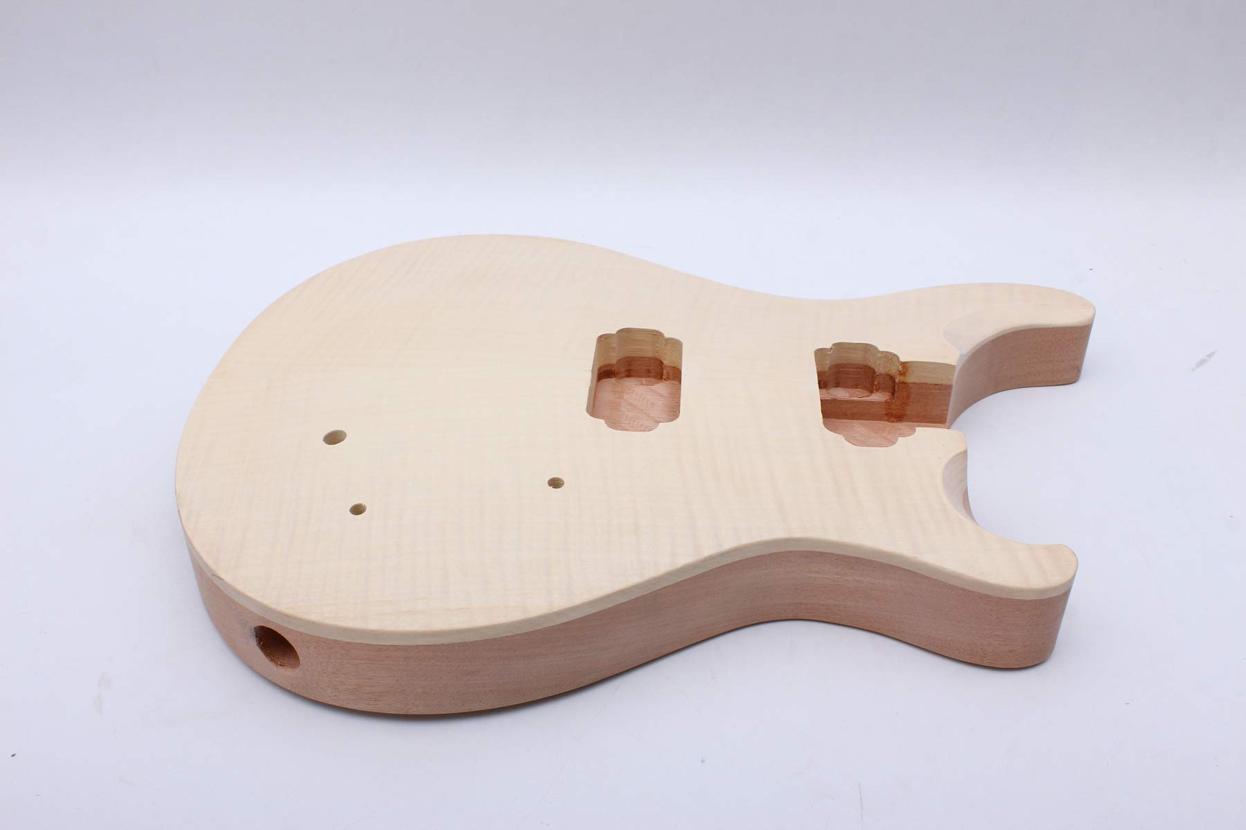 Premium Mahogany & Flame Maple Electric Guitar Body Replacement Set with HH Pickup Holes - Ideal for DIY Guitar Upgrades & Custom Builds