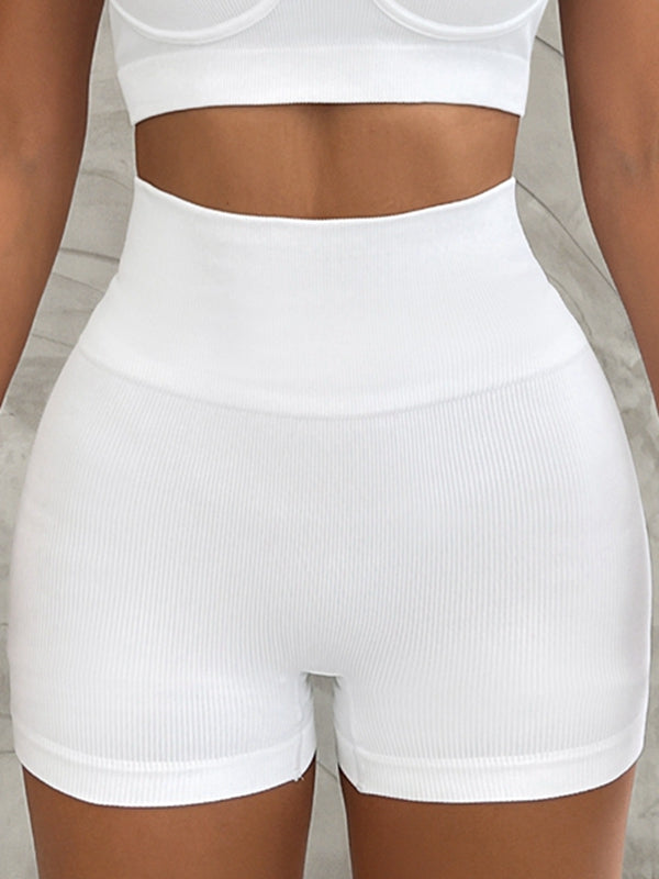 ZASUWA Women's Ribbed Push Up Sports Bra & Shorts Set - Gym Workout, Running, Yoga Activewear