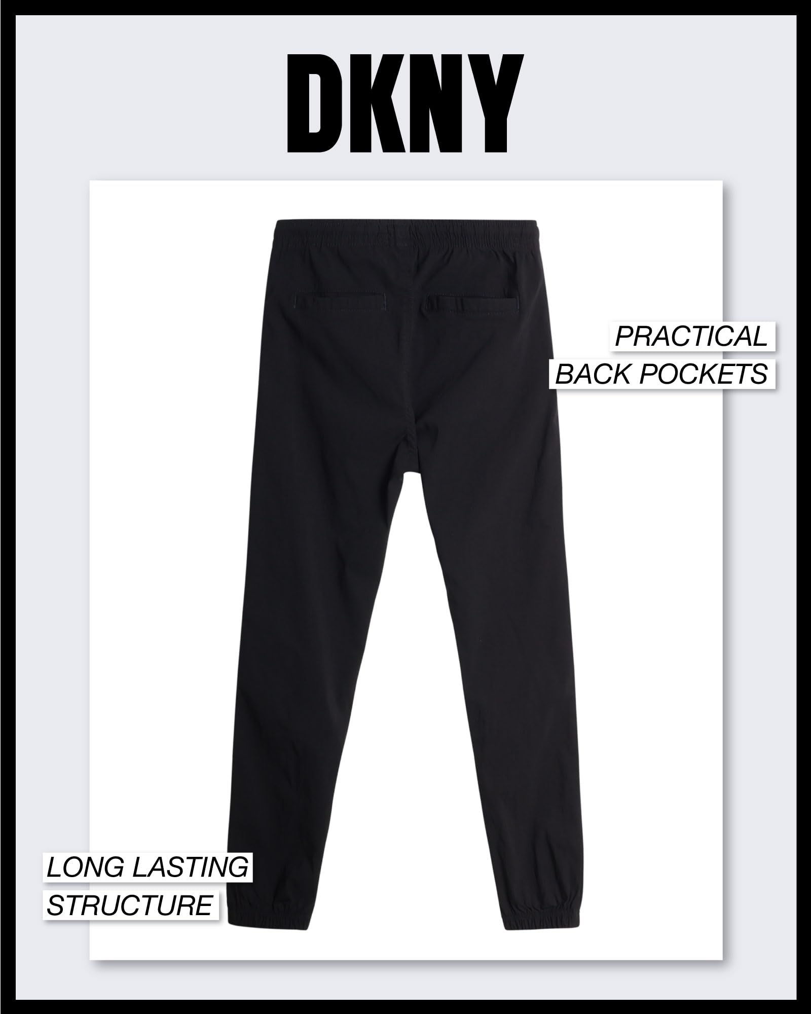 DKNY Boys' Grey Quick Dry Performance Jogger Pants - Stretch Utility Tech Moto Joggers - Woven Hybrid Athletic Pants for Boys (8-16) - Perfect for School, Sports & Casual Wear