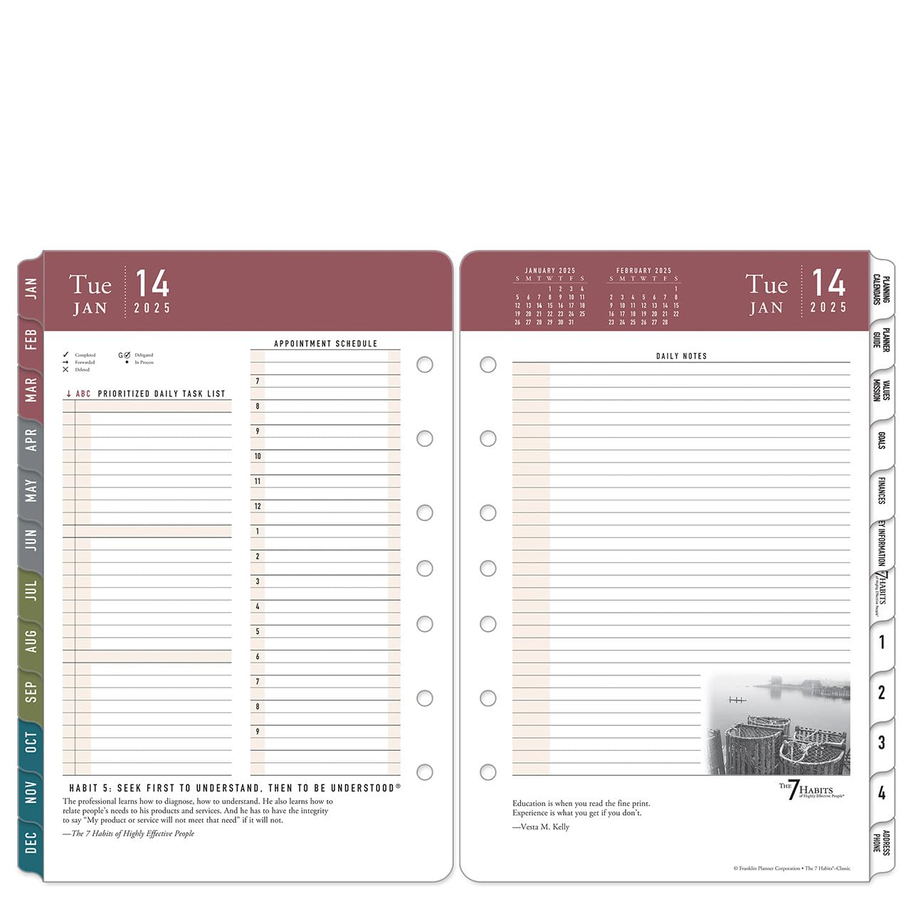 FranklinCovey 7 Habits Two Page Per Day Ring-Bound Planner 2025 (Classic Edition, January - December) - Daily Productivity Organizer for Goal Setting & Time Management - Perfect for Professionals, Students & Entrepreneurs