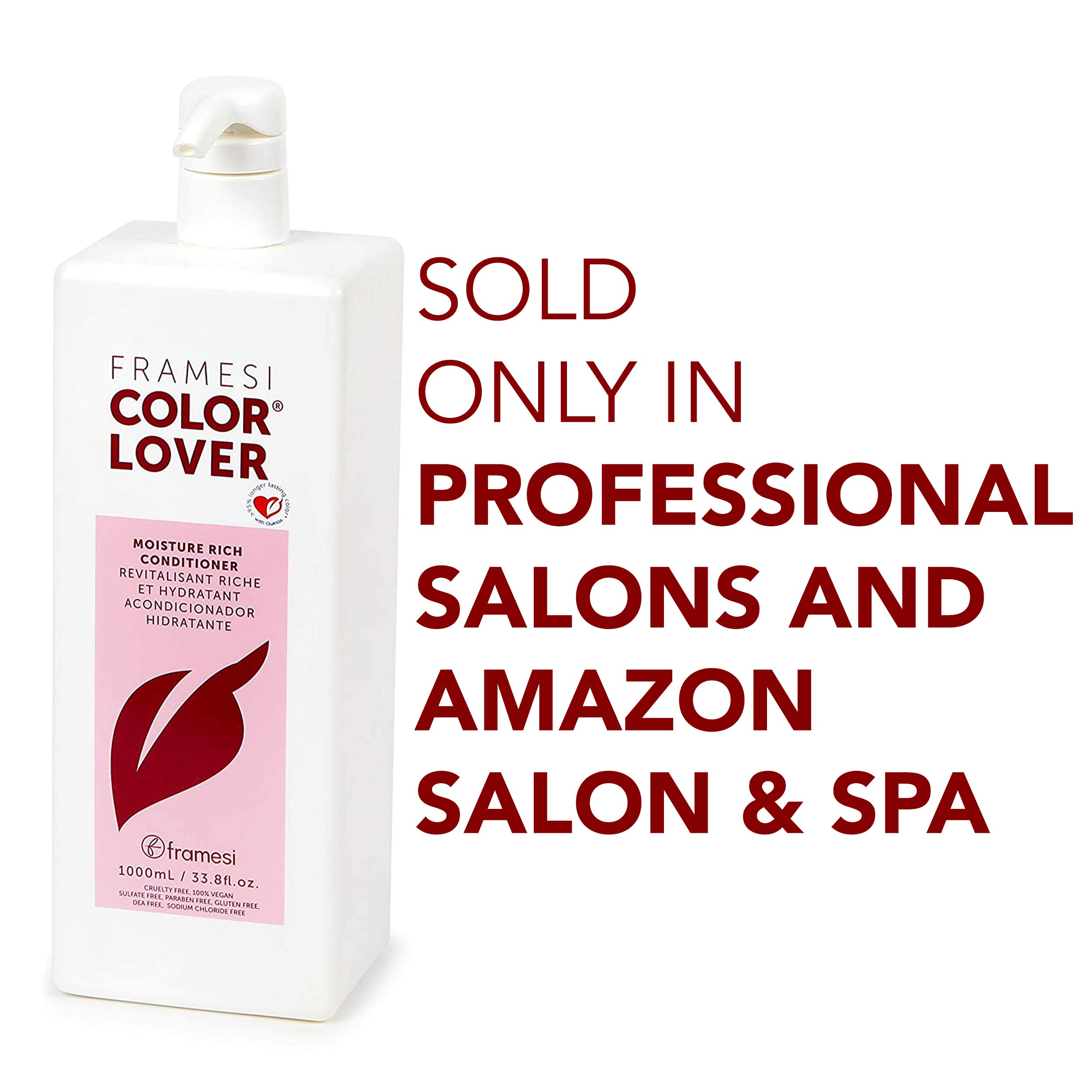 Framesi Color Lover Moisture Rich Conditioner - Sulfate Free Hair Treatment with Coconut Oil & Quinoa for Color-Treated Hair | Hydrating & Protecting Daily Hair Care for Vibrant, Healthy Locks