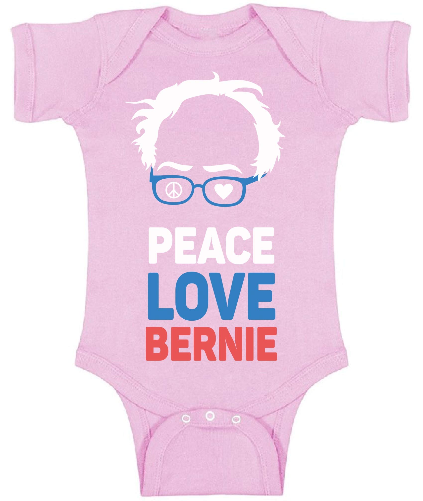 Awkward Styles Bernie Baby Bodysuit - Peace Love Bernie Romper for Bernie Sanders Fans | Cute Political Outfit for Babies & Toddlers | Perfect for Rallies, Halloween & Political Events