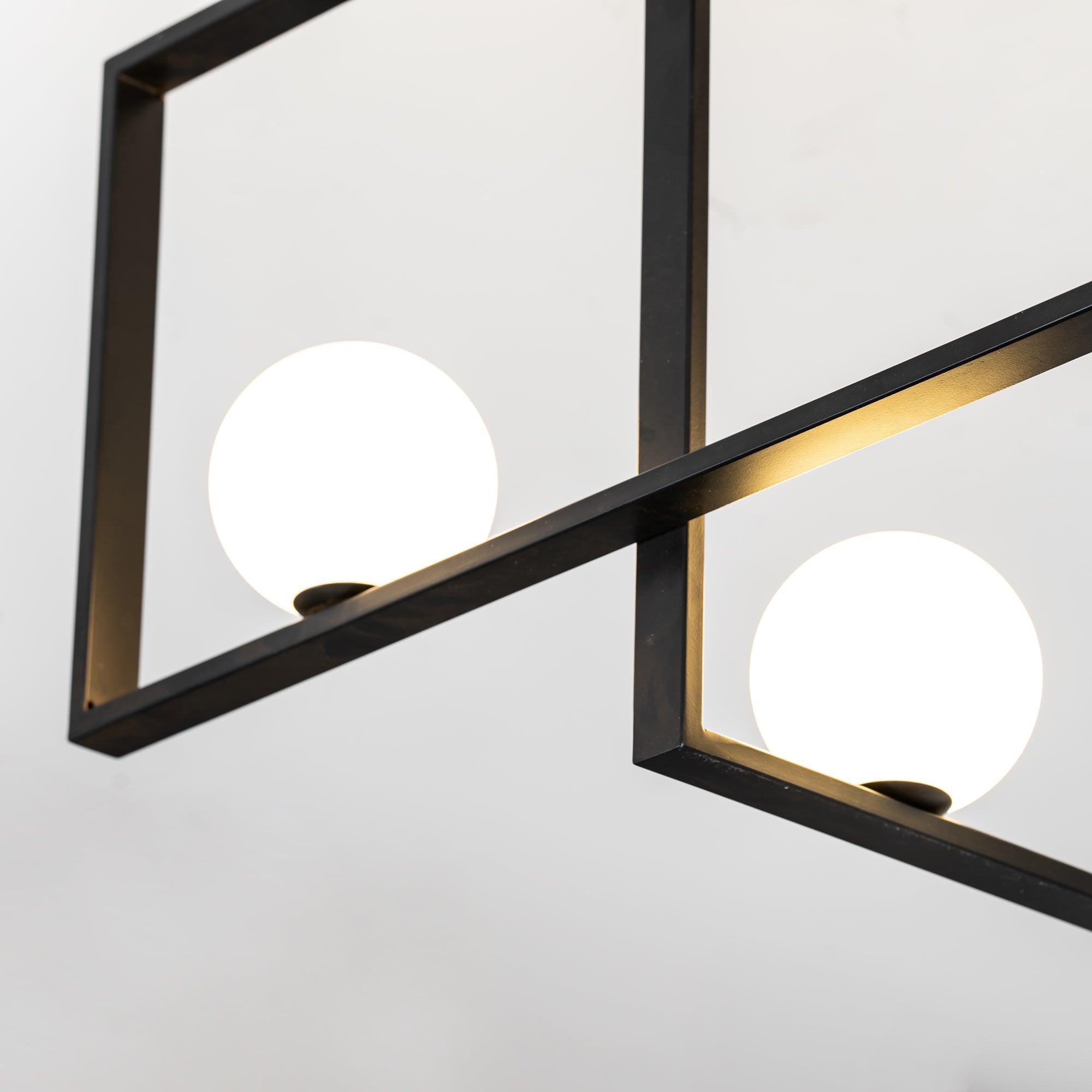 Modern Mondrian Style Glass Ceiling Light Fixture - Geometric Abstract Design for Dining Room, Living Room & Bedroom Lighting