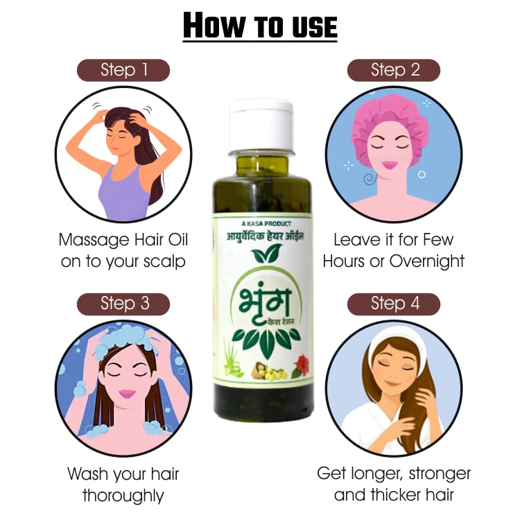 KASA PRODUCT Bhringraj Herbal Hair Oil for Men & Women - Promotes Hair Growth, Controls Hair Fall, Repairs Damaged Hair & Strengthens Roots with Amla, Neem & Bhringraj - 100ml | Perfect for Daily Hair Care & Scalp Nourishment
